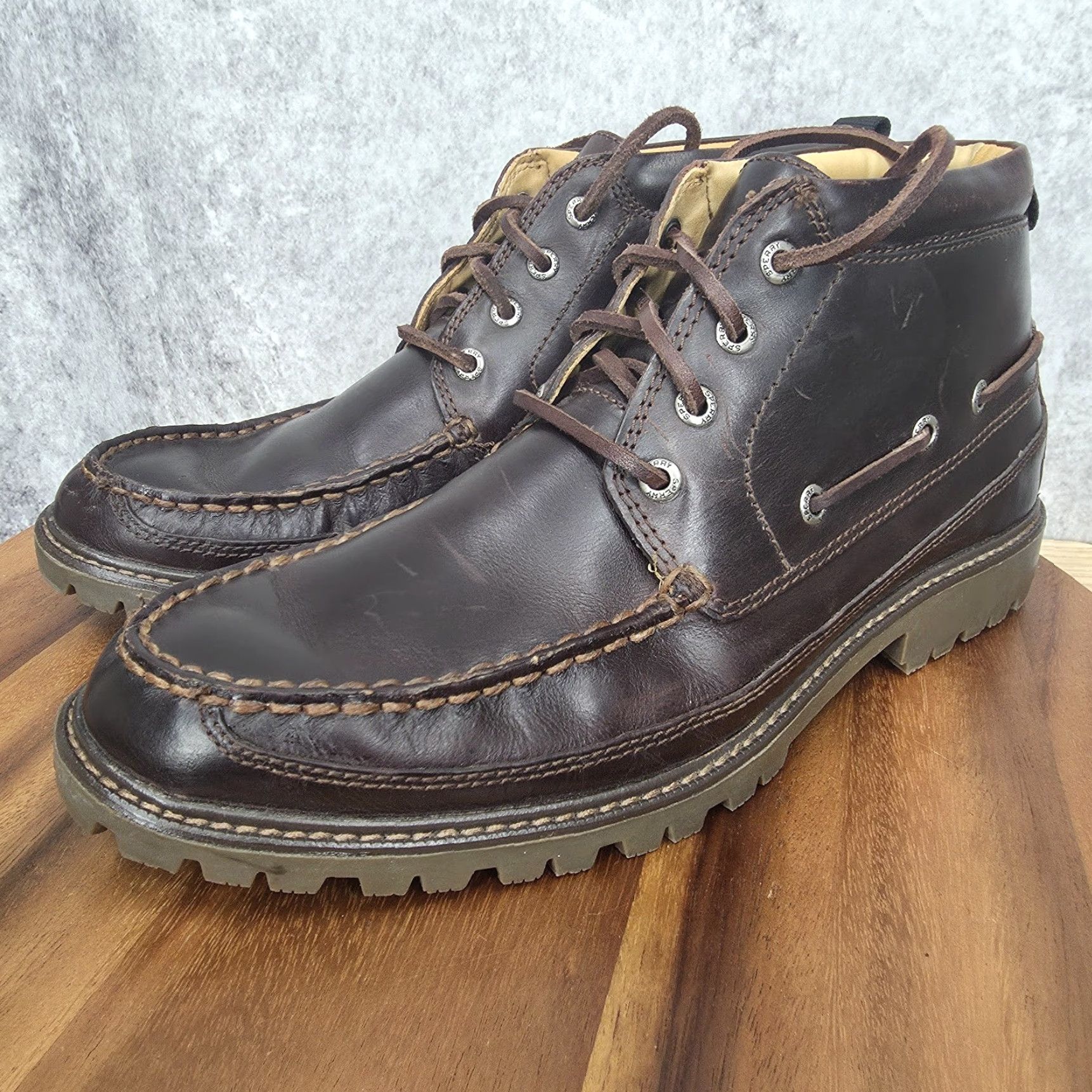 Sperry Sperry Top Sider Gold Cup Chukka Boots Men 10.5 Brown Leather Lug Sole M Black? Size US L / EU 52-54 / 3 - 5 Thumbnail