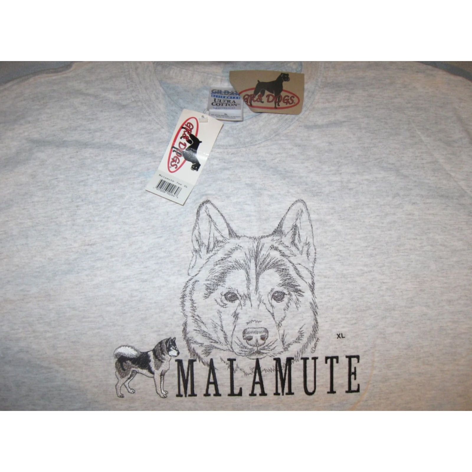 Gildan MALAMUTE GR8 Dogs T Shirt XL Adult Mens Womens Gray Cotton Embroidered Front Dogs Theme: Malamute SLED DOGS Brand: GR8 Dogs Size XL / US 12-14 / IT 48-50 - 3 Thumbnail