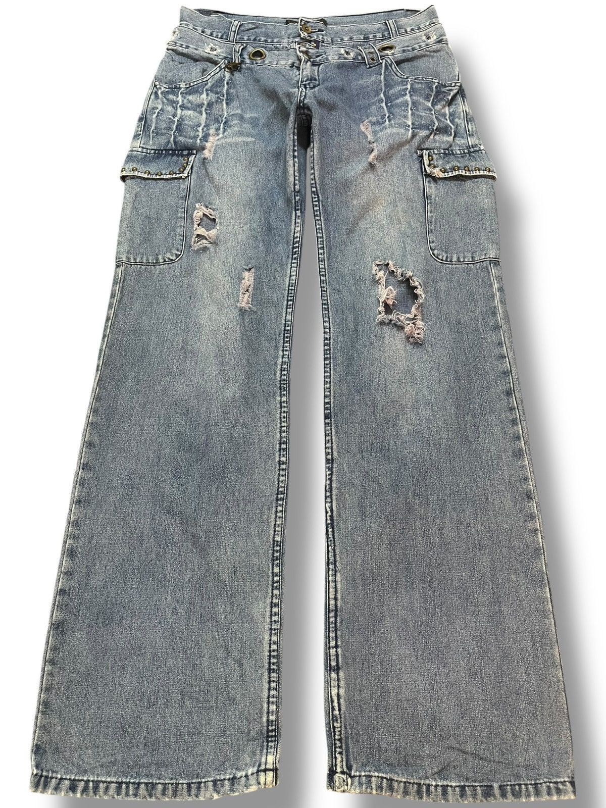 In The Attic Vintage In The Attic Homme Double Waist Studded Grunge Denim Size US 31 - 1 Thumbnail