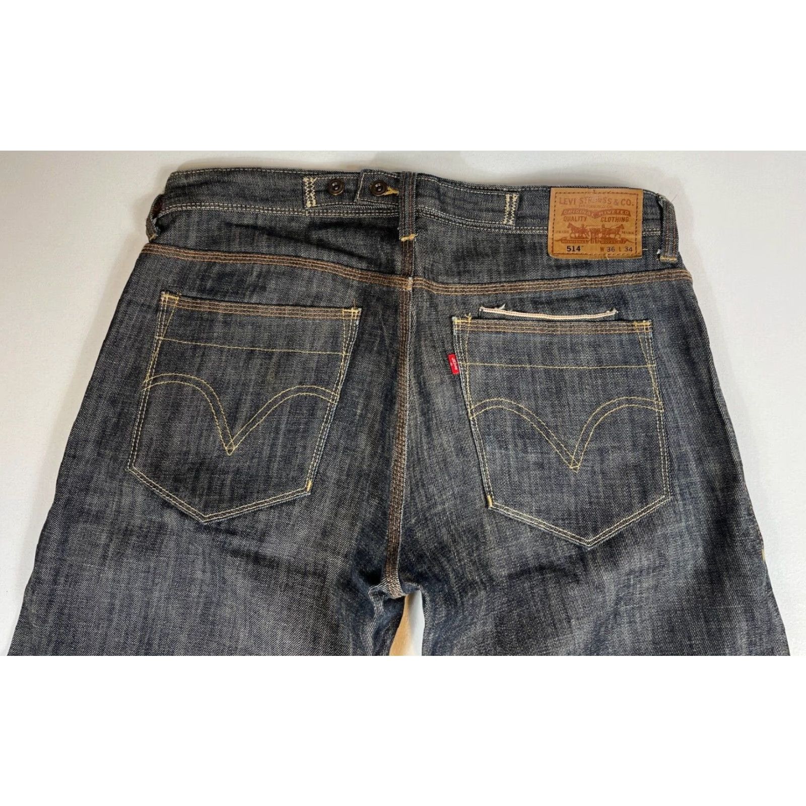 Levi's Levi's 514 Slim Straight Jeans 36x34 Men Denim Blue Gray Cotton Zip Inseam 34 36 Size US 36 / EU 52 - 5 Thumbnail