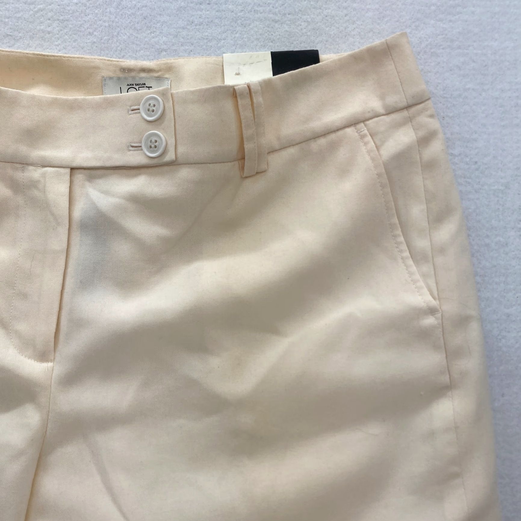 Ann Taylor Ann Taylor Ann Pants Women's 12 Flared Leg Beige Wool Dress Pant High Rise Lined Size 34" / US 12 / IT 48 - 3 Thumbnail