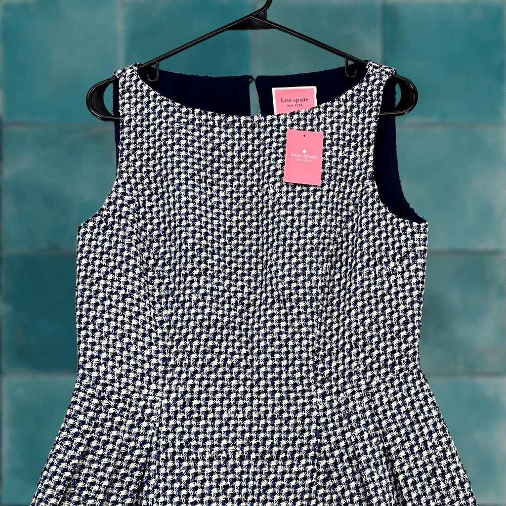 Vintage kate spade new york Dress Womens 6 Blue Nautical Tweed Fit Flare Sleeveless Size M / US 6-8 / IT 42-44 - 1 Thumbnail