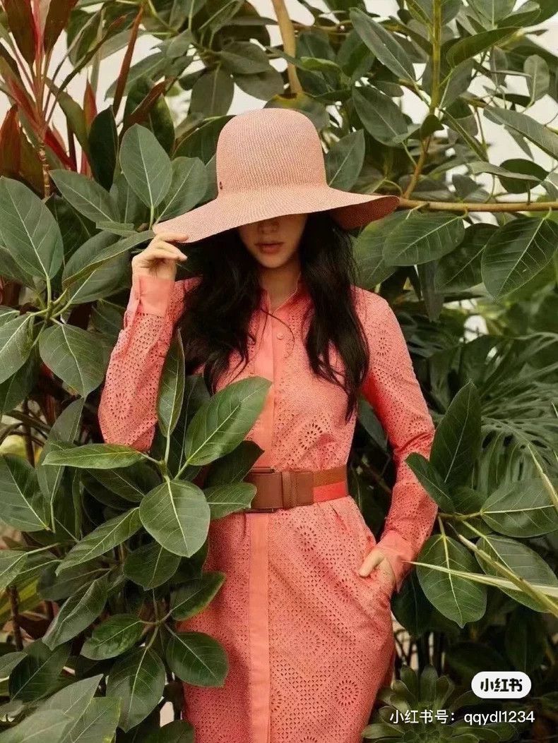 LORO PIANA Orange pink lace-trimmed dress with laces