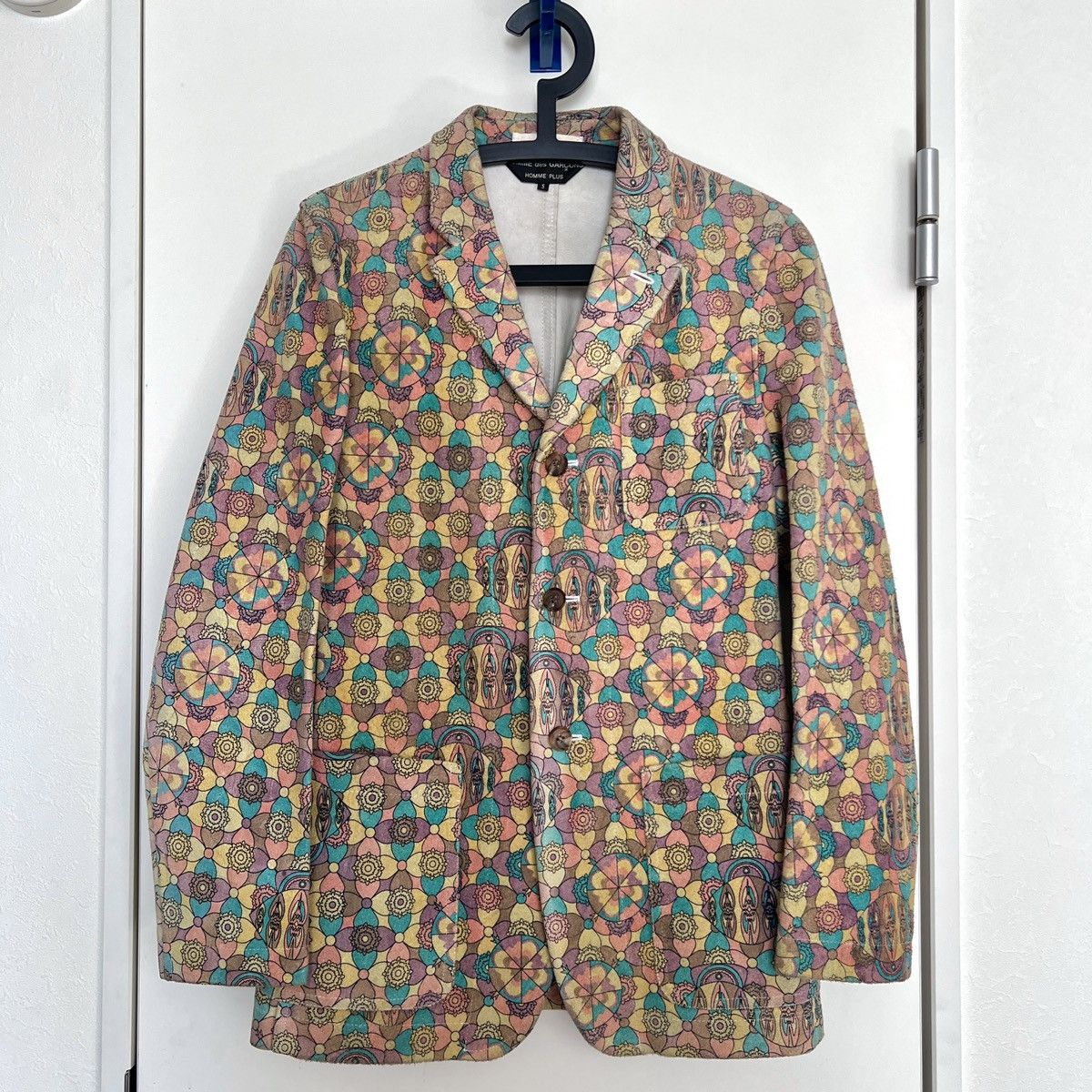 01AW Psychedelic Print Leather Jacket