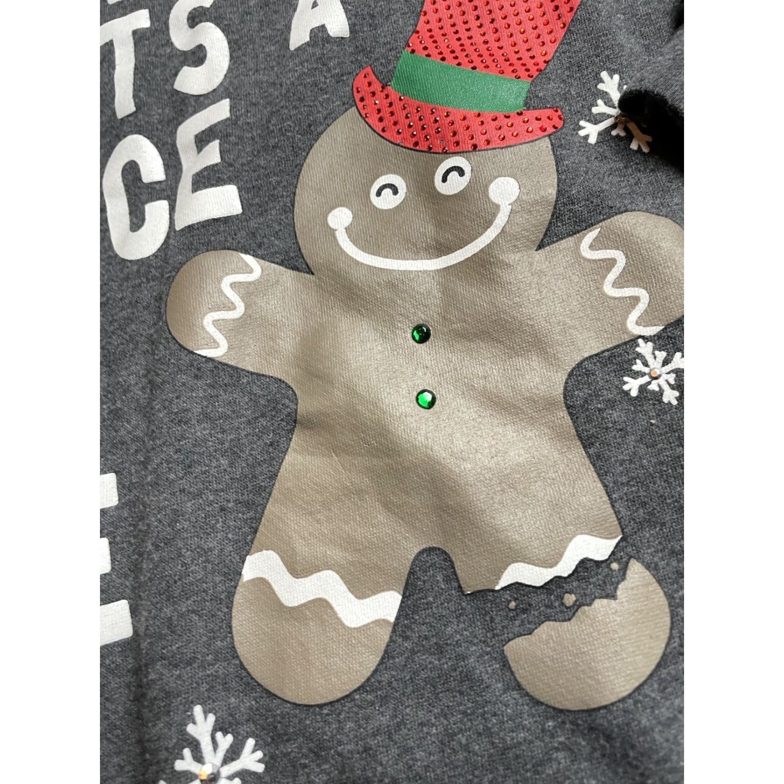 Vintage Derek Sweater Women's XL Gray Christmas Gingerbread Man Snow Flecks Print Shirt Size XL / US 12-14 / IT 48-50 - 5 Thumbnail