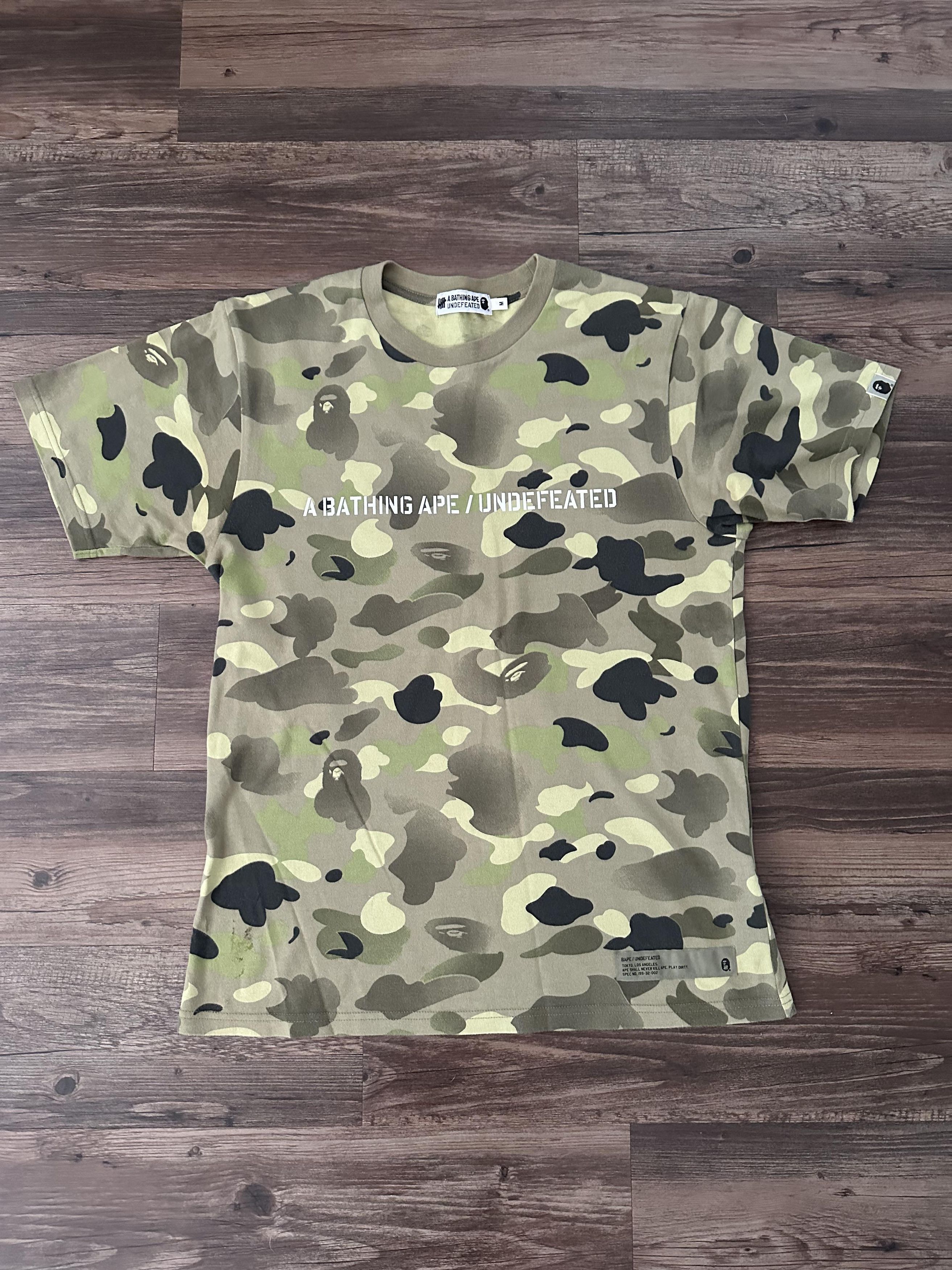 Bape x undefeated woodland popular camo tee.