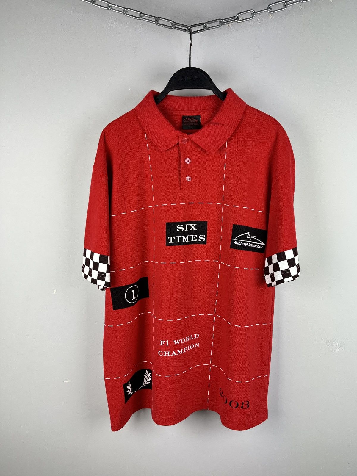 Ferrari × Formula 1 VTG 2003 Michael Schumacher Formula Uno Racing Polo T-Shirt Size US L / EU 52-54 / 3 - 1 Thumbnail