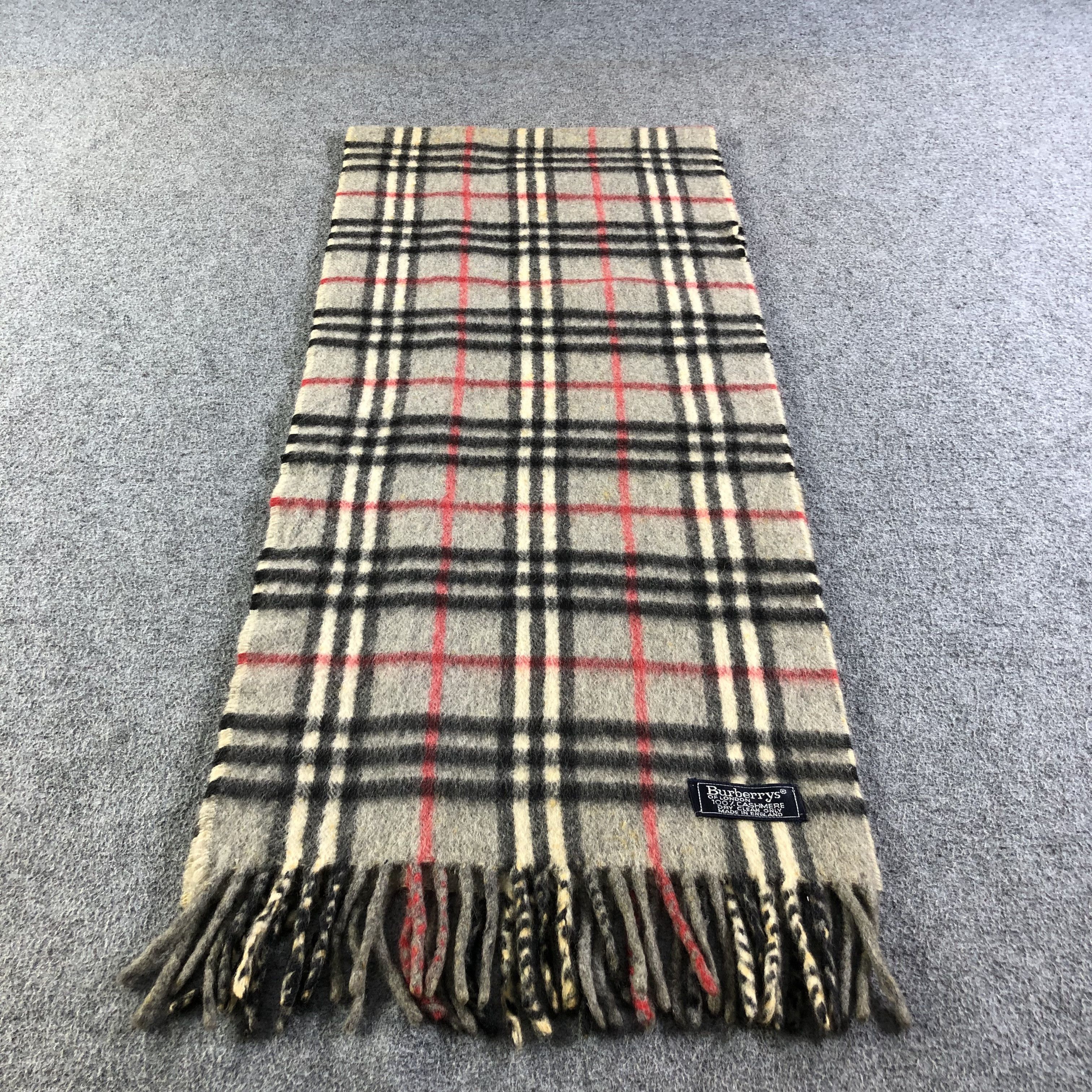 Burberry Burberrys Nova Check Grey Cashmere Scarf Muffler V1779 Size ONE SIZE - 4 Thumbnail