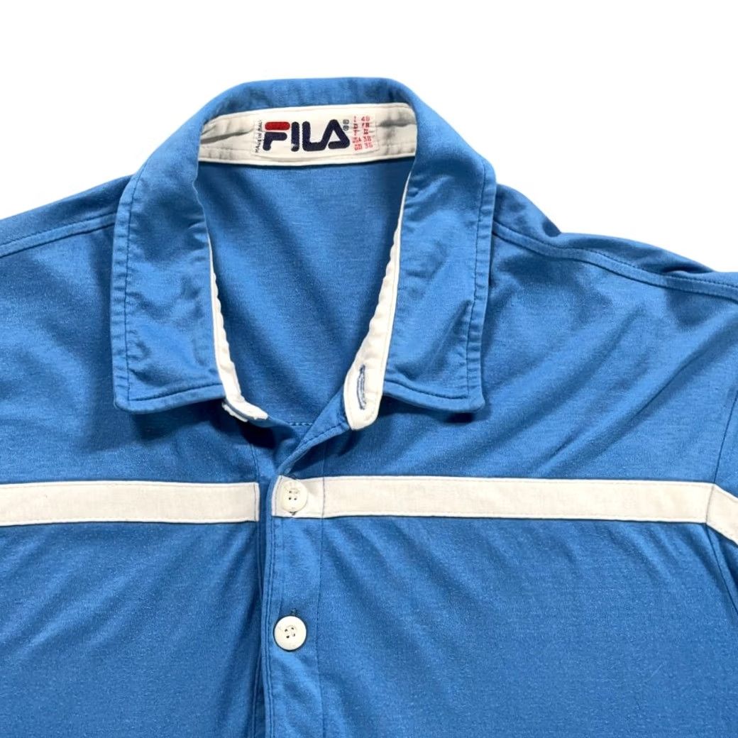 Fila VINTAGE Fila Polo Shirt Mens M Blue 80s Tennis WCT Italy Embroidered Logo Stripe Shirt Size US M / EU 48-50 / 2 - 2 Thumbnail