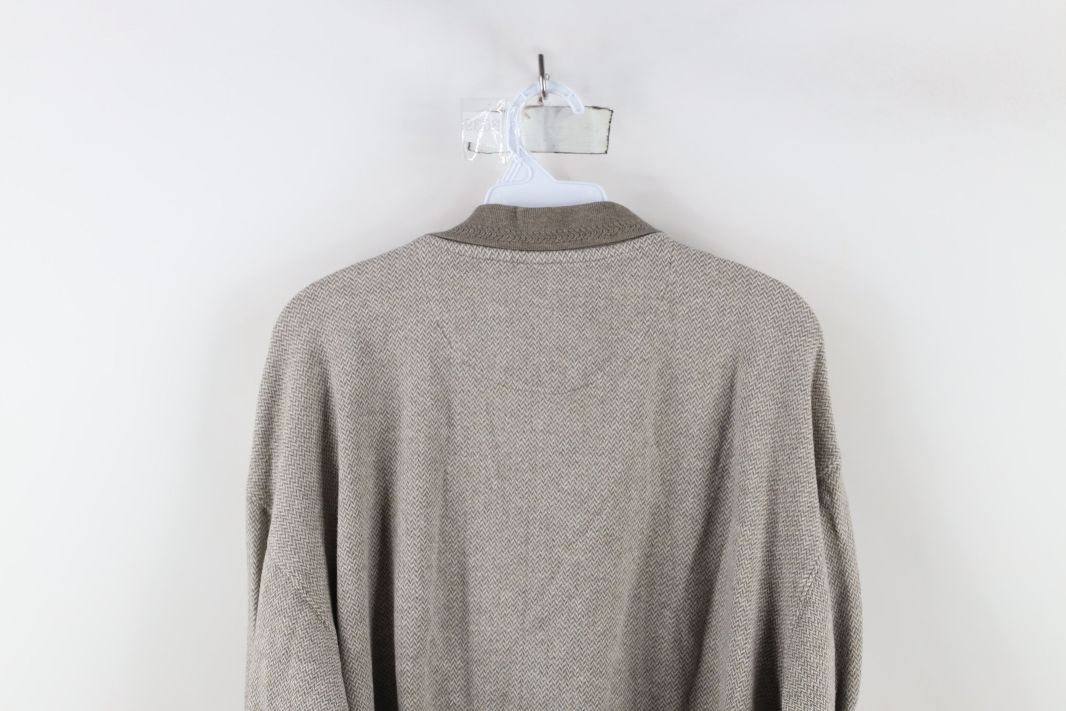 Ralph Lauren × Vintage Vintage 90s Chaps Ralph Lauren Herringbone Long Sleeve Polo Size US XL / EU 56 / 4 - 13 Thumbnail