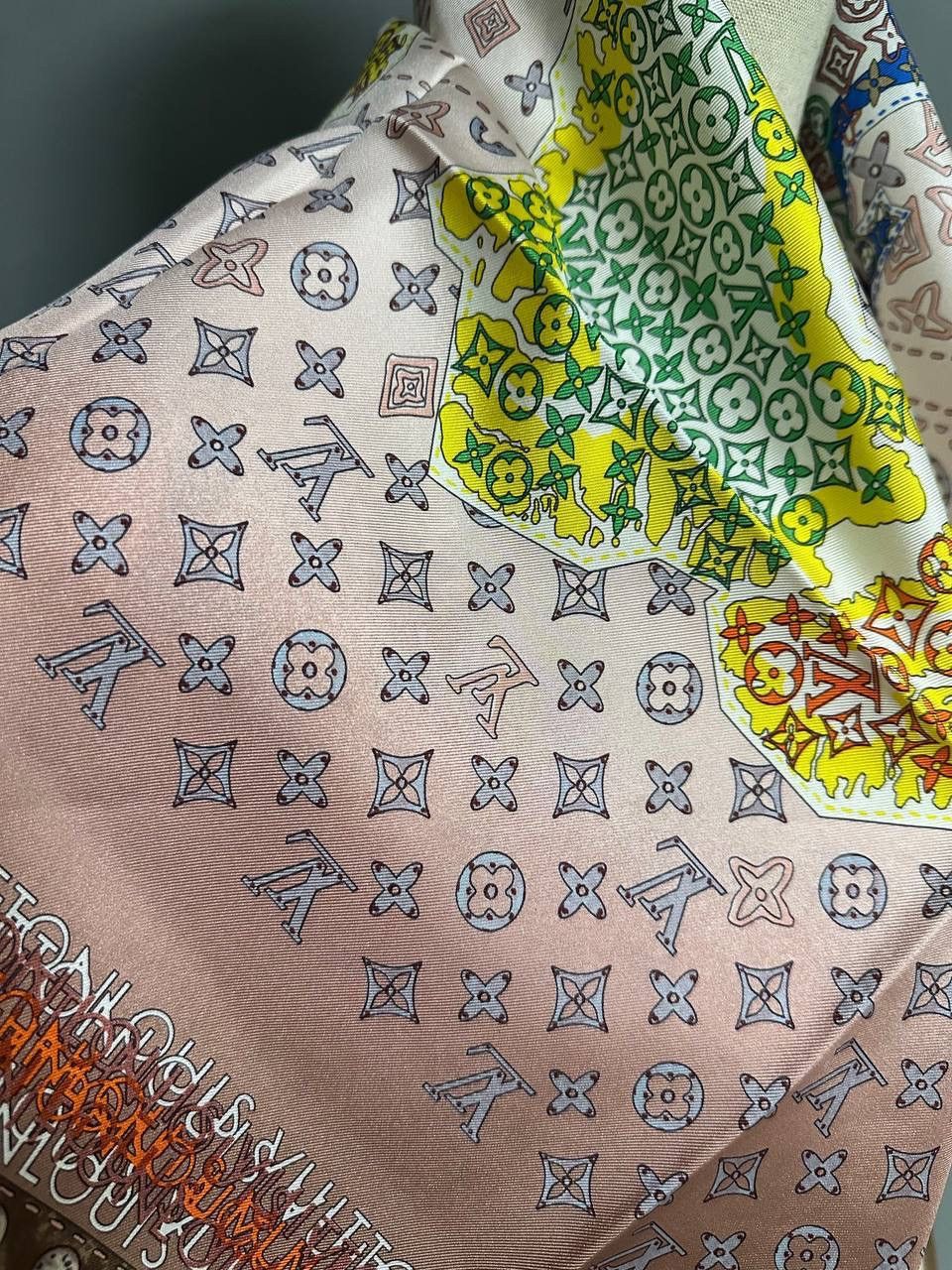 Louis Vuitton Louis Vuitton Scarf Silk Monogram Print Map logo New Auth Size ONE SIZE - 15 Thumbnail