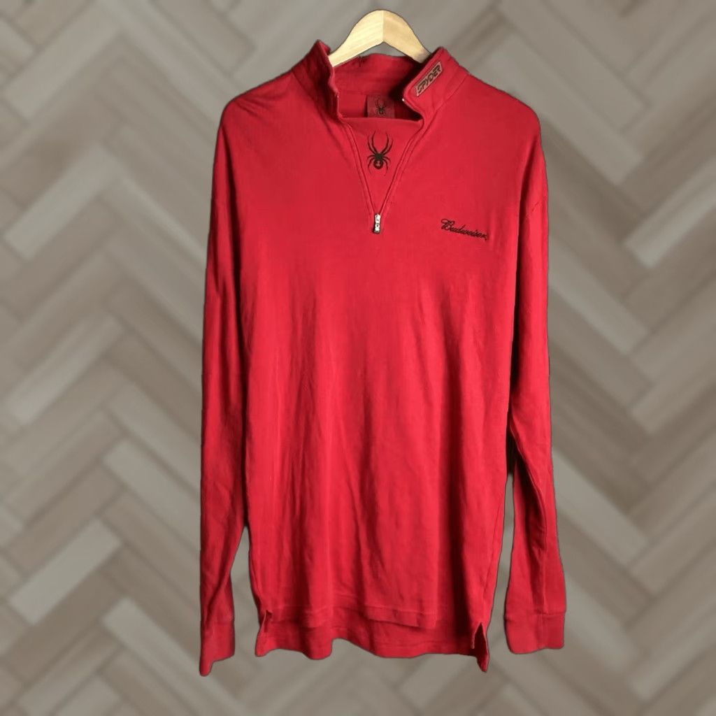 Spyder VINTAGE Spyder Sweatshirt Mens M Red 1/4 Zip Pullover Fleece Embroidered Logo Zip Mock Neck Outdoor 90s Mens Size US M / EU 48-50 / 2 - 1 Thumbnail