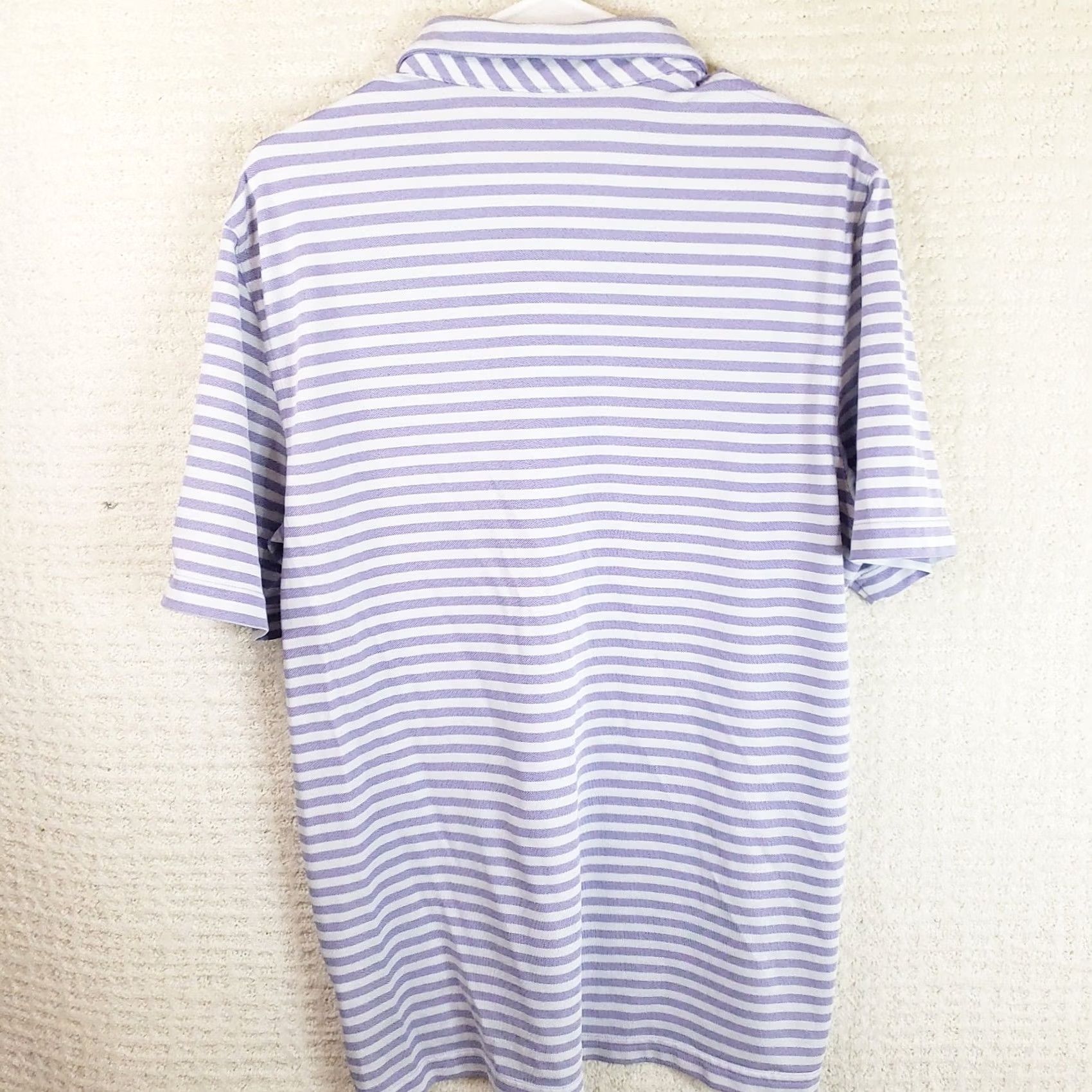 Vineyard Vines Vineyard Vines Polo Shirt Mens L White Lavender Striped Performance Polo Stretch Tech Golf Tennis Running & Walking Apparel Mens Size US L / EU 52-54 / 3 - 7 Thumbnail