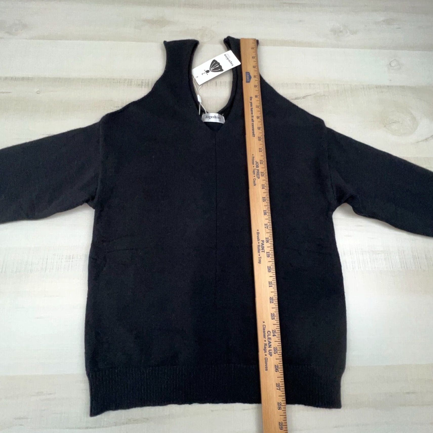 Vintage Angashion Womens Sweater Small Black Cold Shoulder Size S / US 4 / IT 40 - 6 Thumbnail