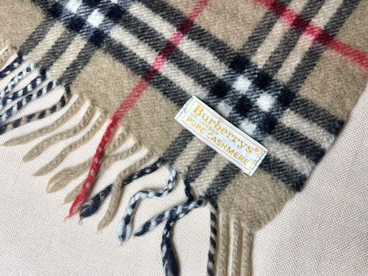 Vintage Burberry London cashmere tartan brown beige scarf Size ONE SIZE - 1 Thumbnail