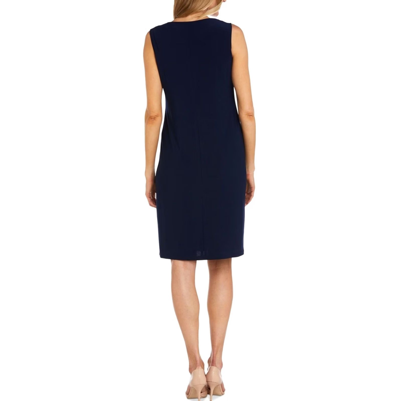 Vintage R & M Richards Womens navy Petite 14P 2 Piece Jacket Sheath Dress Size XL / US 12-14 / IT 48-50 - 4 Thumbnail