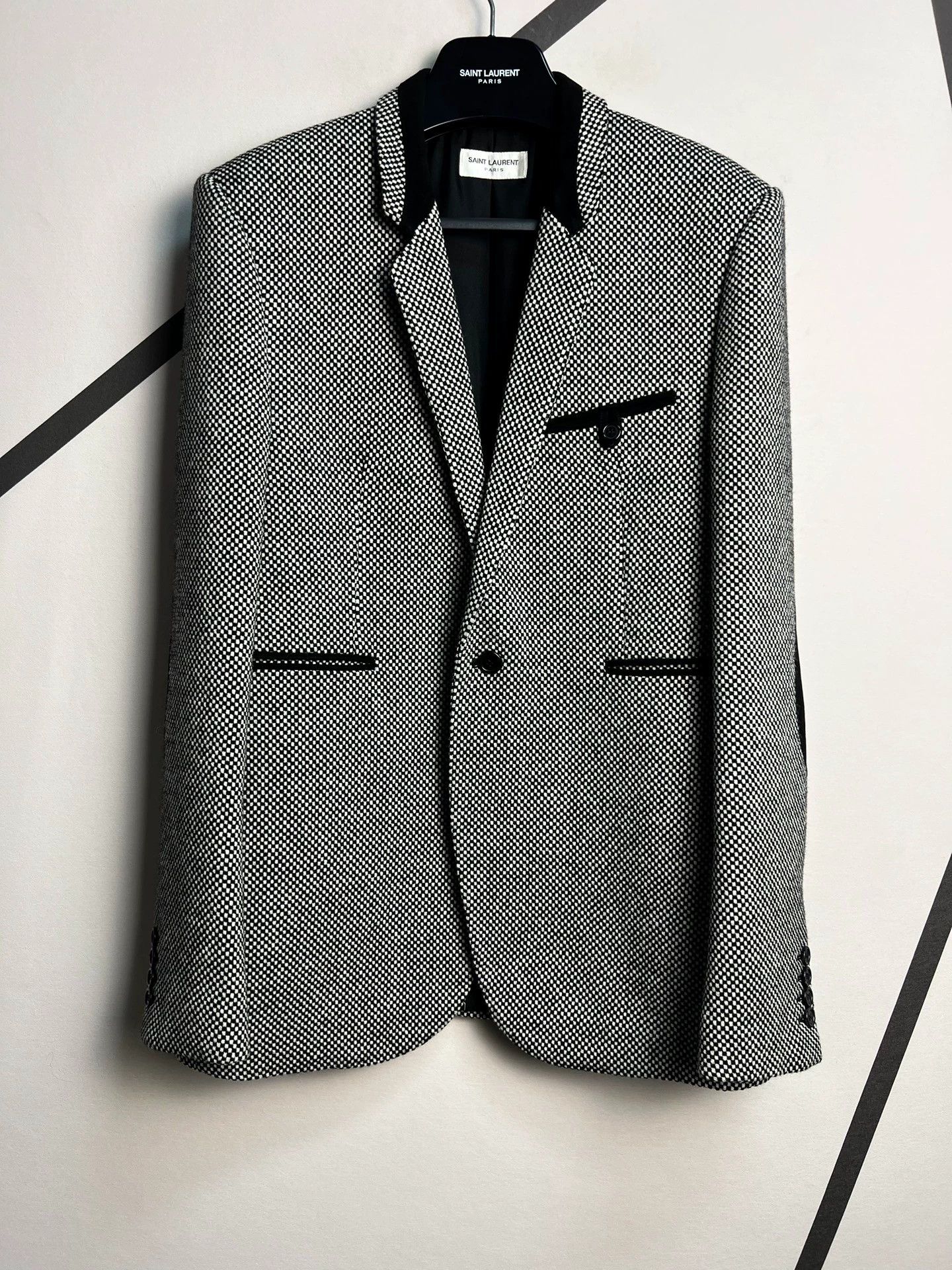 Saint Laurent Paris Authentic Saint Laurent SLP white checkerboard wool suit Size 50R - 1 Thumbnail