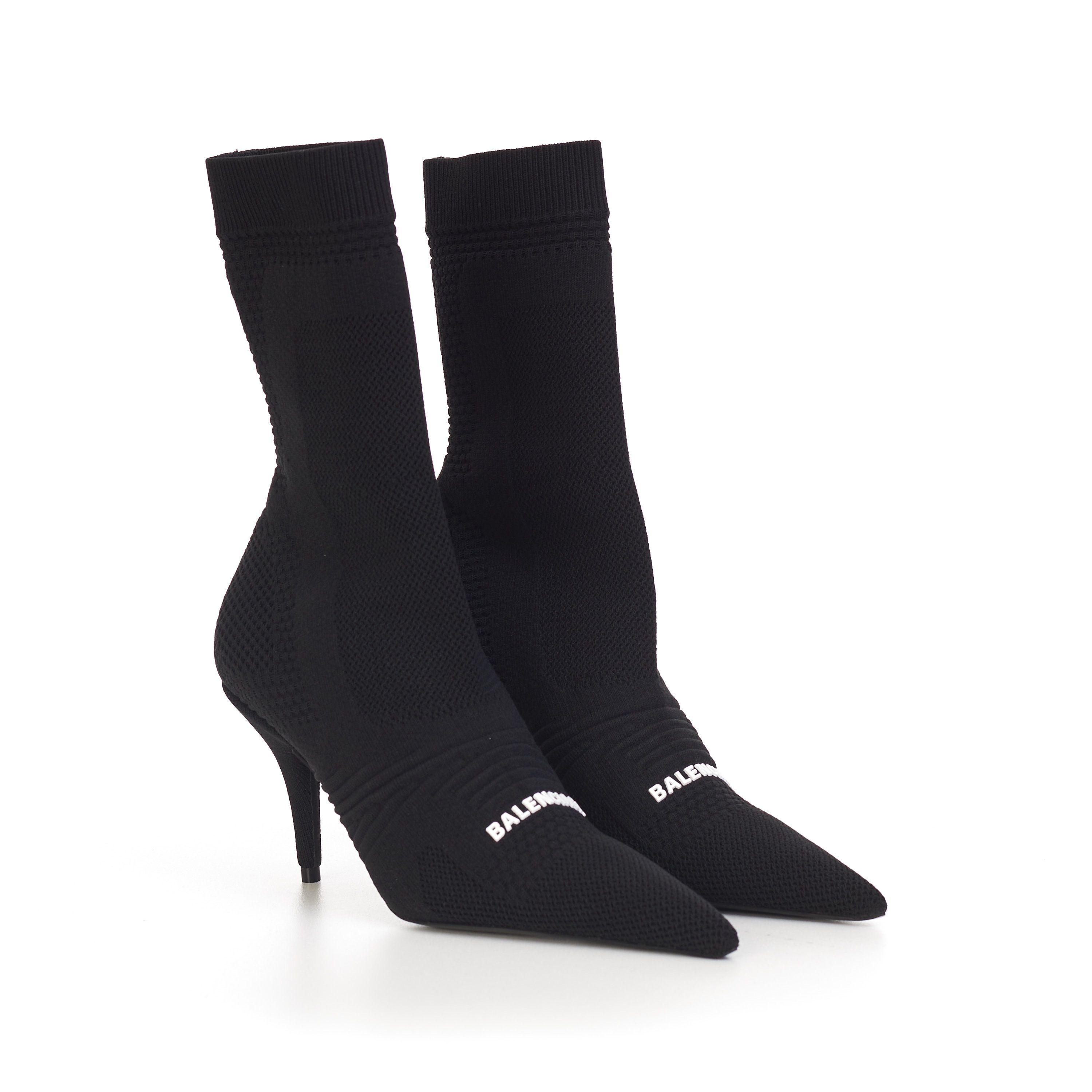 Balenciaga Knife Bootie In Black Textured Knit with Balenciaga logo Size US 5 / IT 35 - 1 Thumbnail