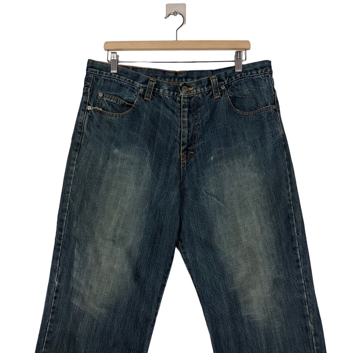 Japanese Brand 🔥Addnine Genuine Garment Denim Jeans Cross Big Logo Pocket Size US 35 - 5 Thumbnail