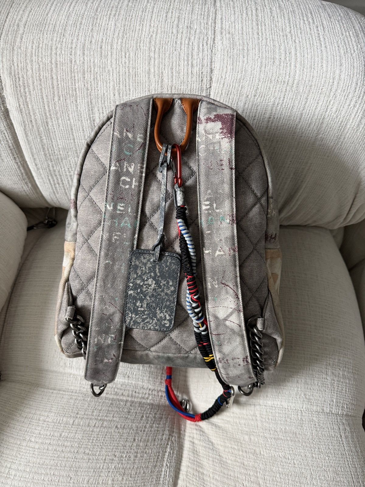 Chanel SS14 Artclass Light Grey Canvas Graffiti Backpack FULL SET Size ONE SIZE - 12 Thumbnail
