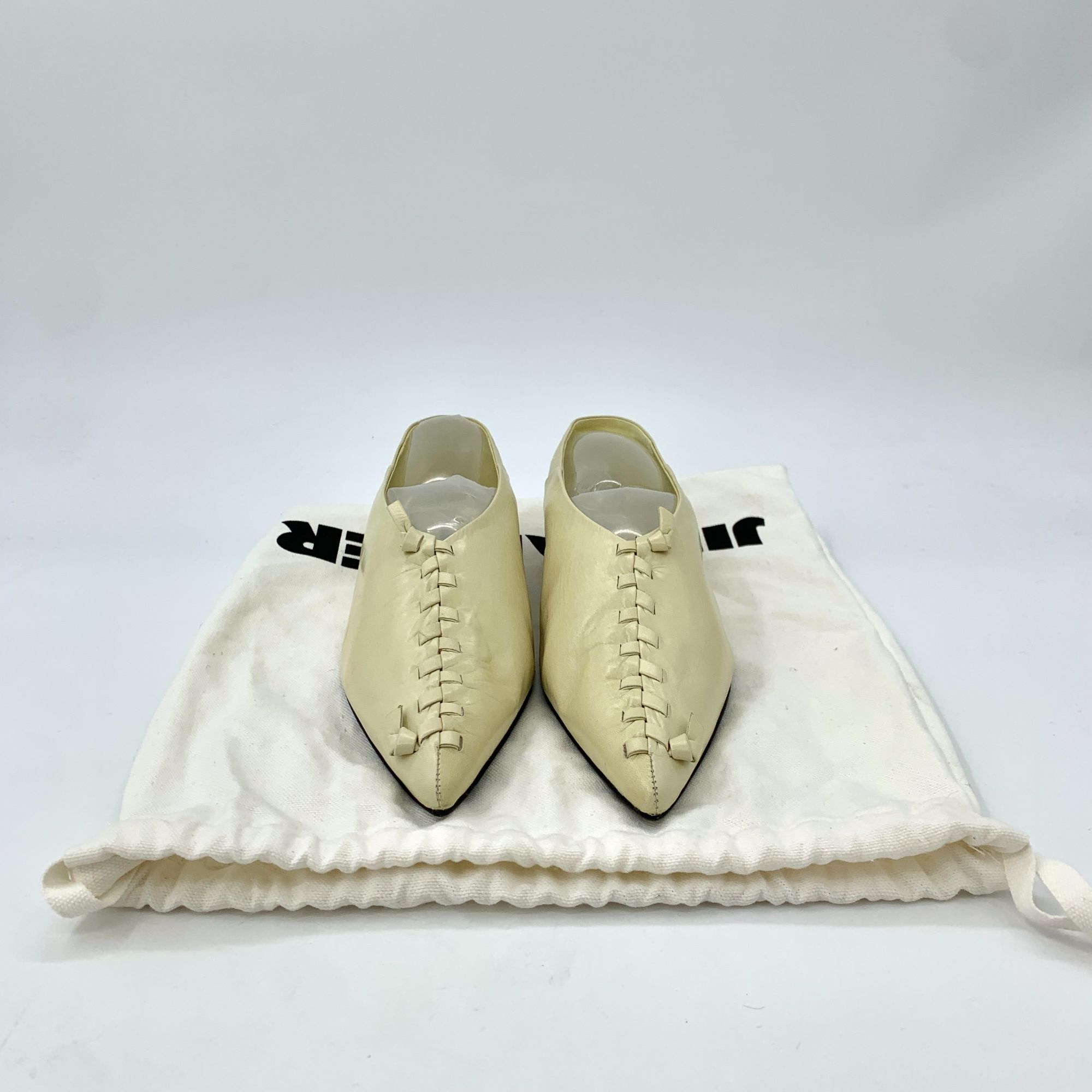 Jil Sander H14699 Jil Sander Beige Leather Pointed-Toe Loafers Size US 6 / IT 36 - 8 Thumbnail