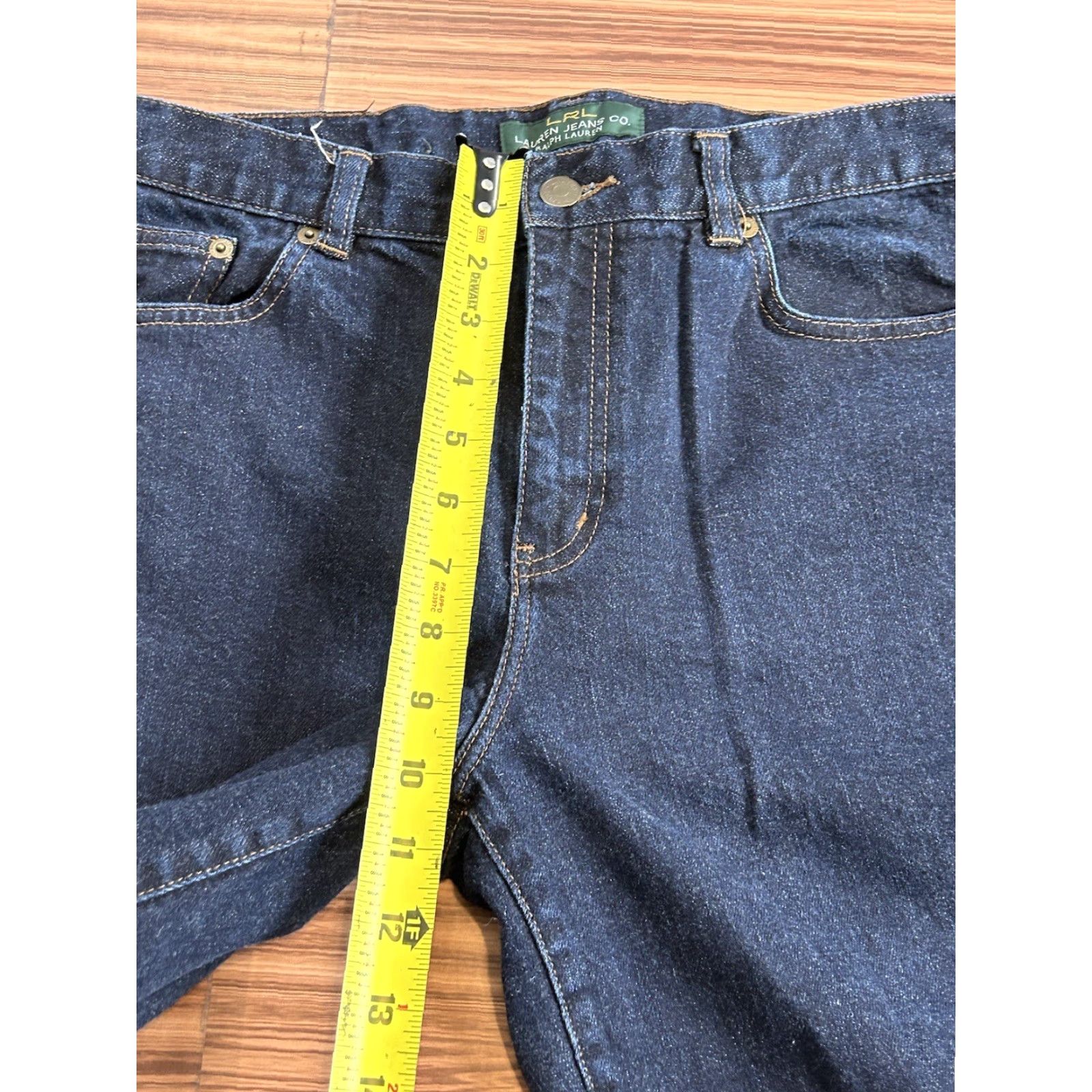 Denime LRL Lauren Jeans Ralph Lauren Jeans Bootcut Women’s Dark Washed Blue Mid Rise 8 Stretch Pockets 5-Pocket Denim Cotton Spandex Regular Fit Shirt? Size 30" / US 8 / IT 44 - 4 Thumbnail