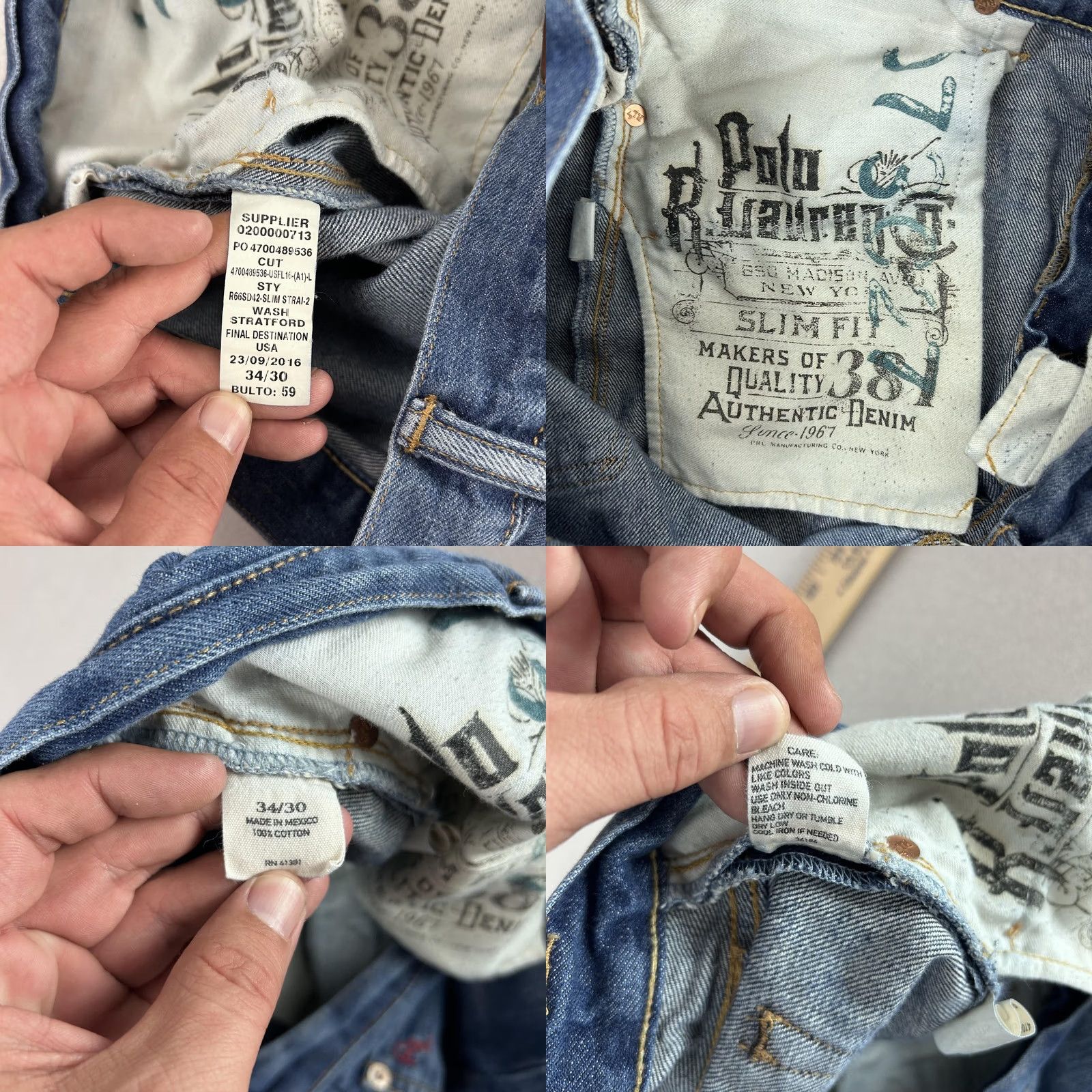 Polo Ralph Lauren VINTAGE? No. Polo Ralph Lauren Jeans Mens 34x30 Stratford Slim Fit Straight Denim Distressed Size US S / EU 44-46 / 1 - 8 Thumbnail