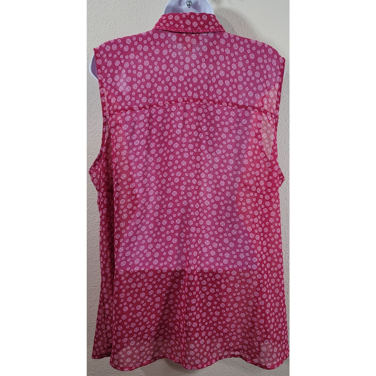 Other Dressbarn Pink Polka Dots Sleeveless Button Up Top 2X Plus Size XXL / US 16-18 / IT 52-54 - 2 Thumbnail