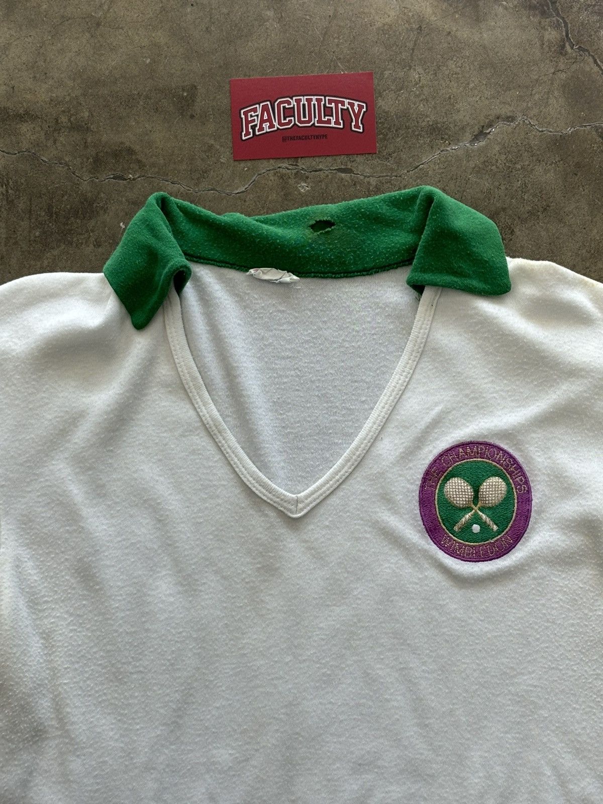 Vintage Vintage Tennis Champion Wimbledon Vneck Polo XL Size XL / US 12-14 / IT 48-50 - 3 Thumbnail