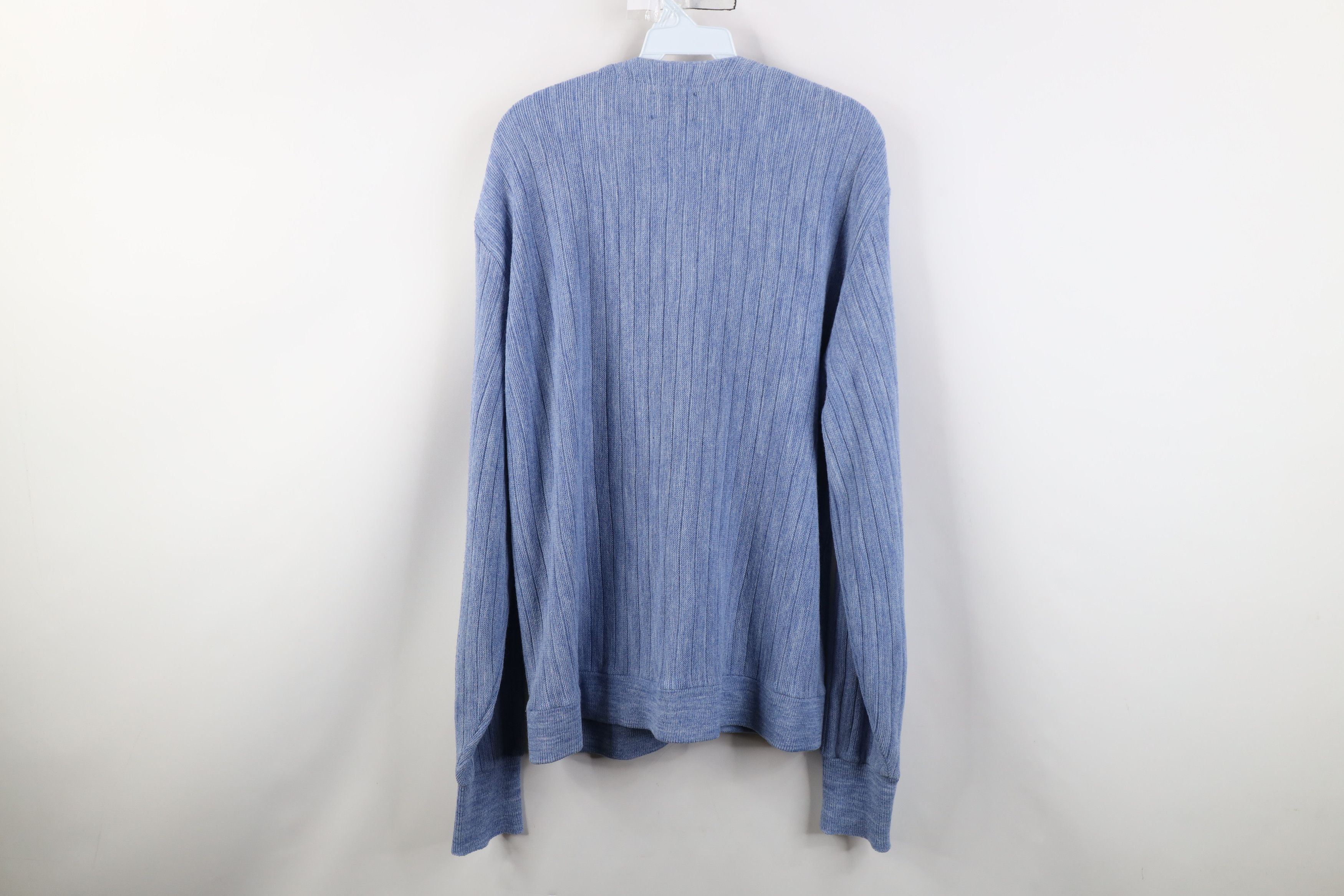 Vintage Vintage 70s Streetwear Ribbed Knit Cardigan Sweater Blue USA Size US XL / EU 56 / 4 - 10 Thumbnail