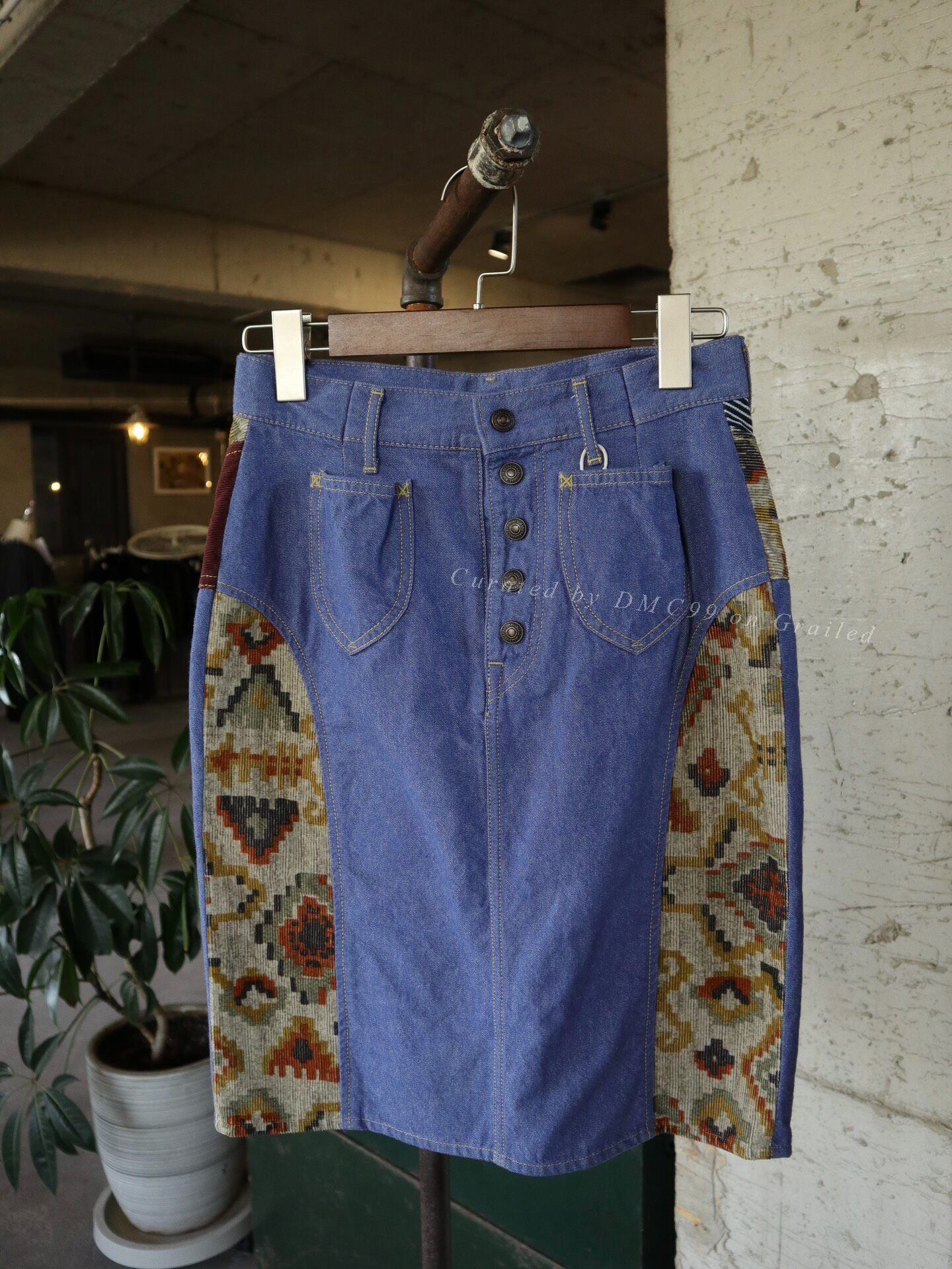 Kapital Kapital Denim Totem Patchwork Skirt Size 35" - 1 Thumbnail
