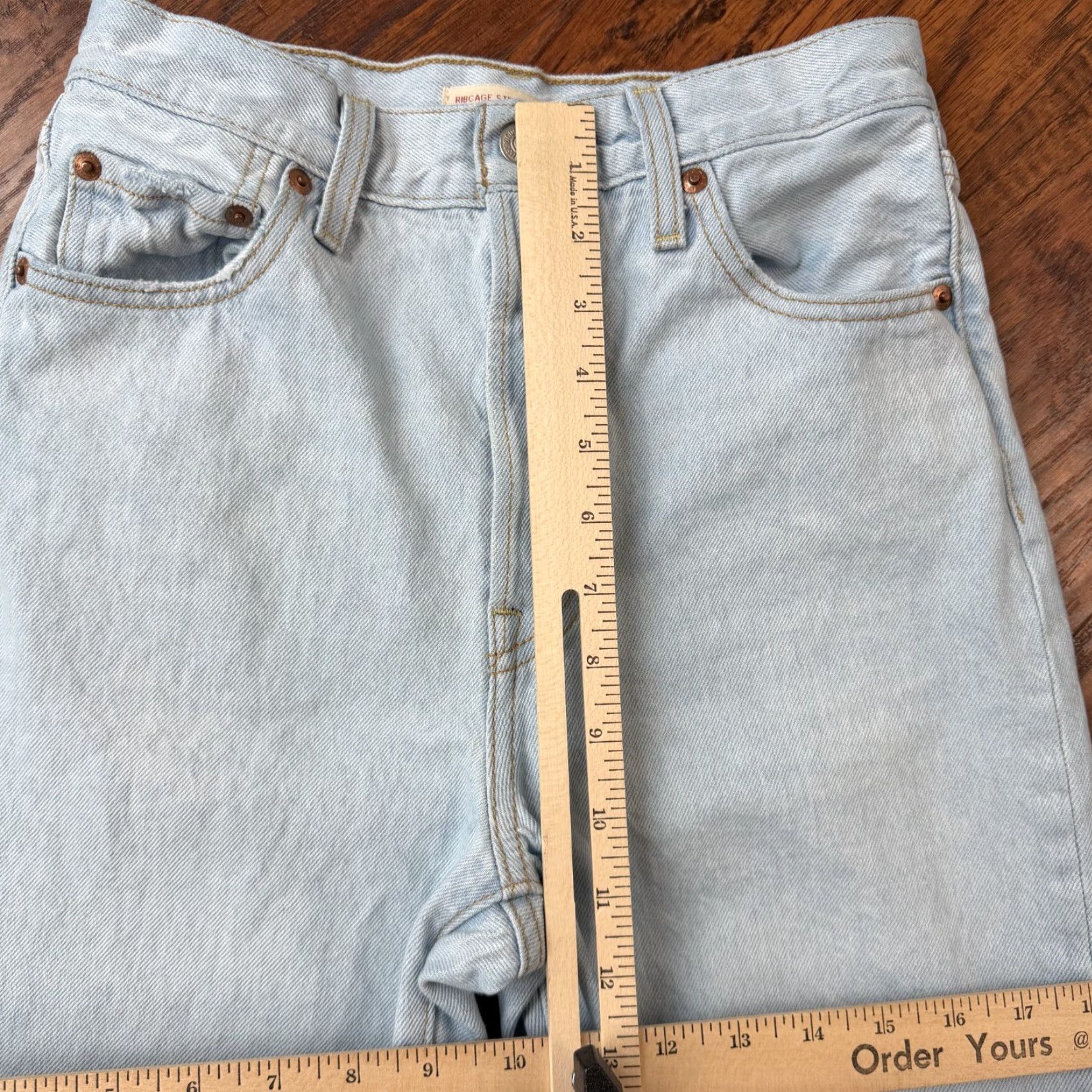 Levi's Levi's Ribcage Jeans Women Regular 25 Blue 25x26 Denim Ankle Straight Button Fly 100% Cotton Size 42" / US 20 - 4 Thumbnail