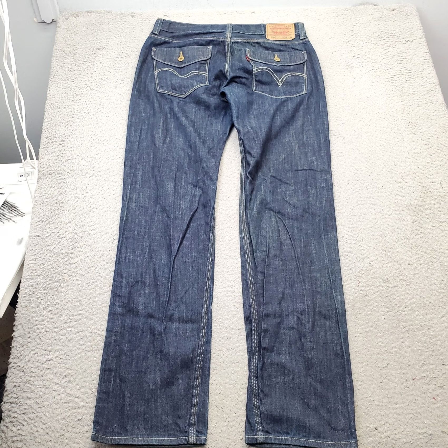 Levi's VINTAGE? No — Levi's 514 Slim Straight Jeans Mens 34x34 Blue Denim Dark Wash 5-Pocket Size US 34 / EU 50 - 2 Thumbnail