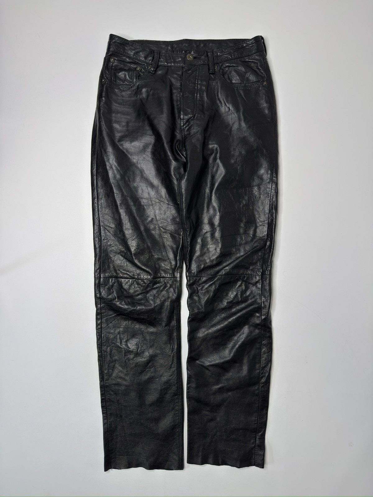 Vintage Vintage avant garde genuine leather pants y2k rick if6was9 Size US 30 / EU 46 - 2 Thumbnail