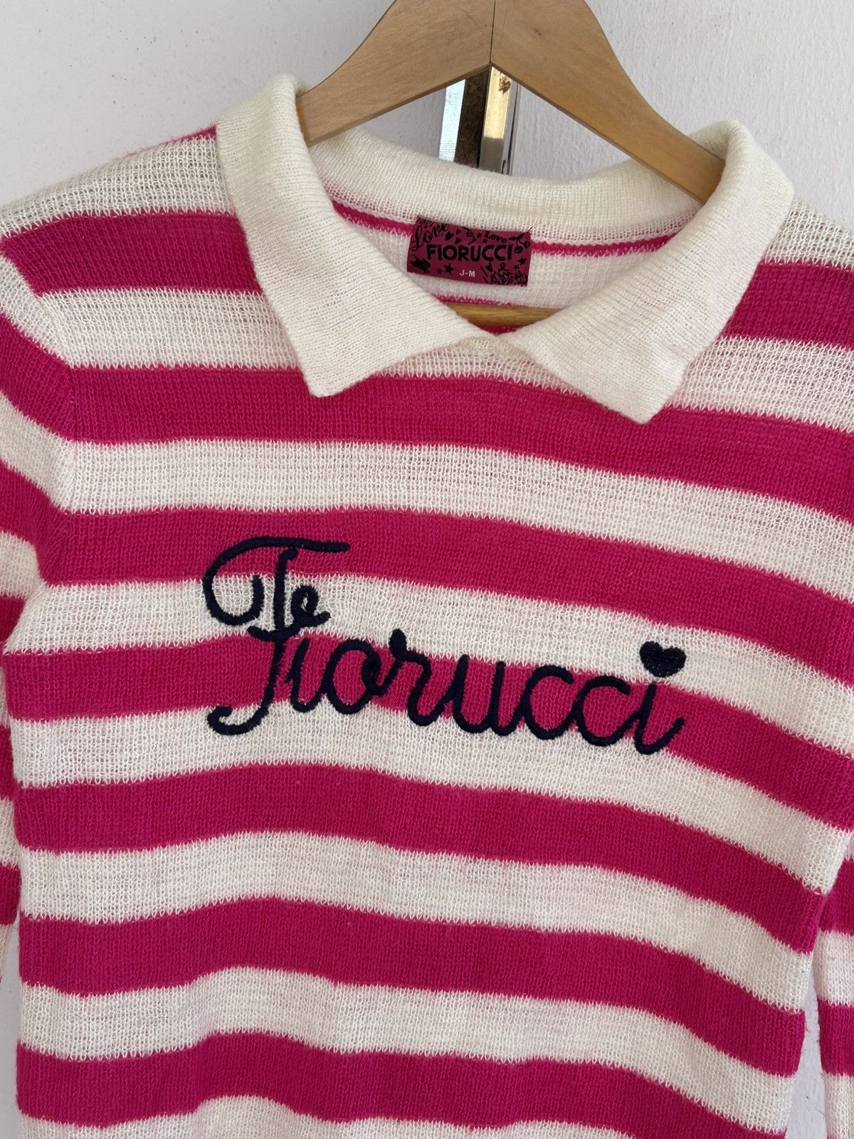 Fiorucci Fiorucci Polo Longsleeve Pink White Pink Stripes Size M / US 6-8 / IT 42-44 - 3 Thumbnail