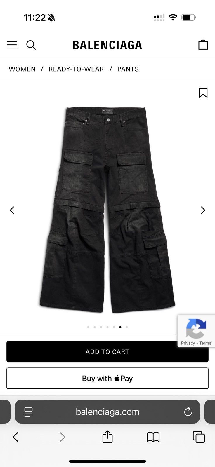 Balenciaga BALENCIAGA MEN'S CARGO PANTS IN BLACK Size US 27 - 11 Thumbnail