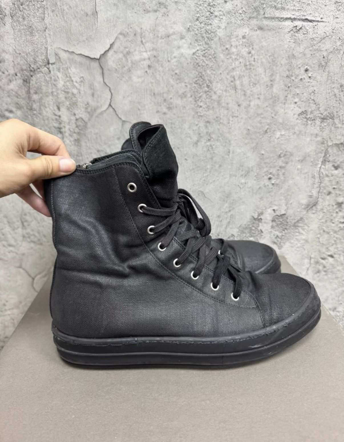 Rick Owens Rick Owens DRKSHDW Waxed Canvas High-Top K37 Size US 9.5 / EU 42-43 - 2 Thumbnail