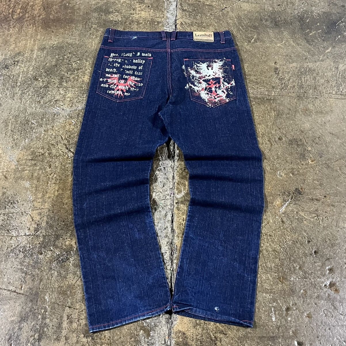 Image of Affliction x Jnco Crazy Vintage Y2K Baggy Jeans Grunge Cross Skater Wide Leg in Blue (Size 40)