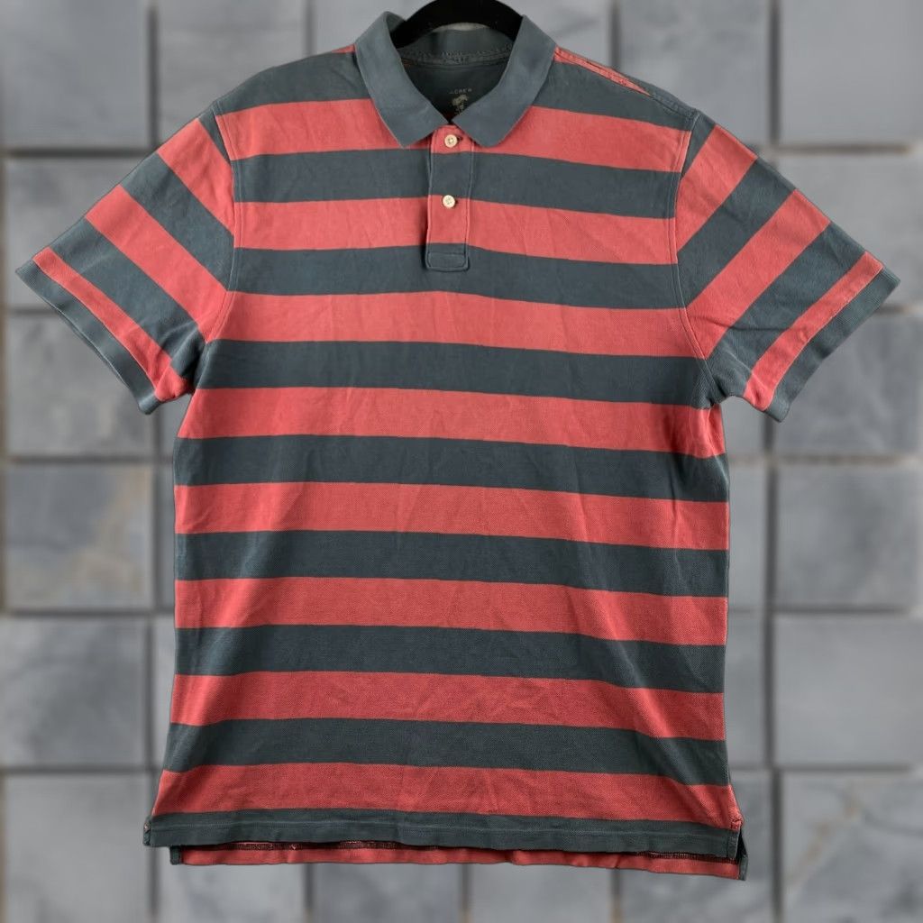 J.Crew J.CREW Polo Shirt Mens XL Striped Polo Collared Short Sleeve Multicolor 100% Cotton Regular Modern Golf Mens Size US XL / EU 56 / 4 - 1 Thumbnail