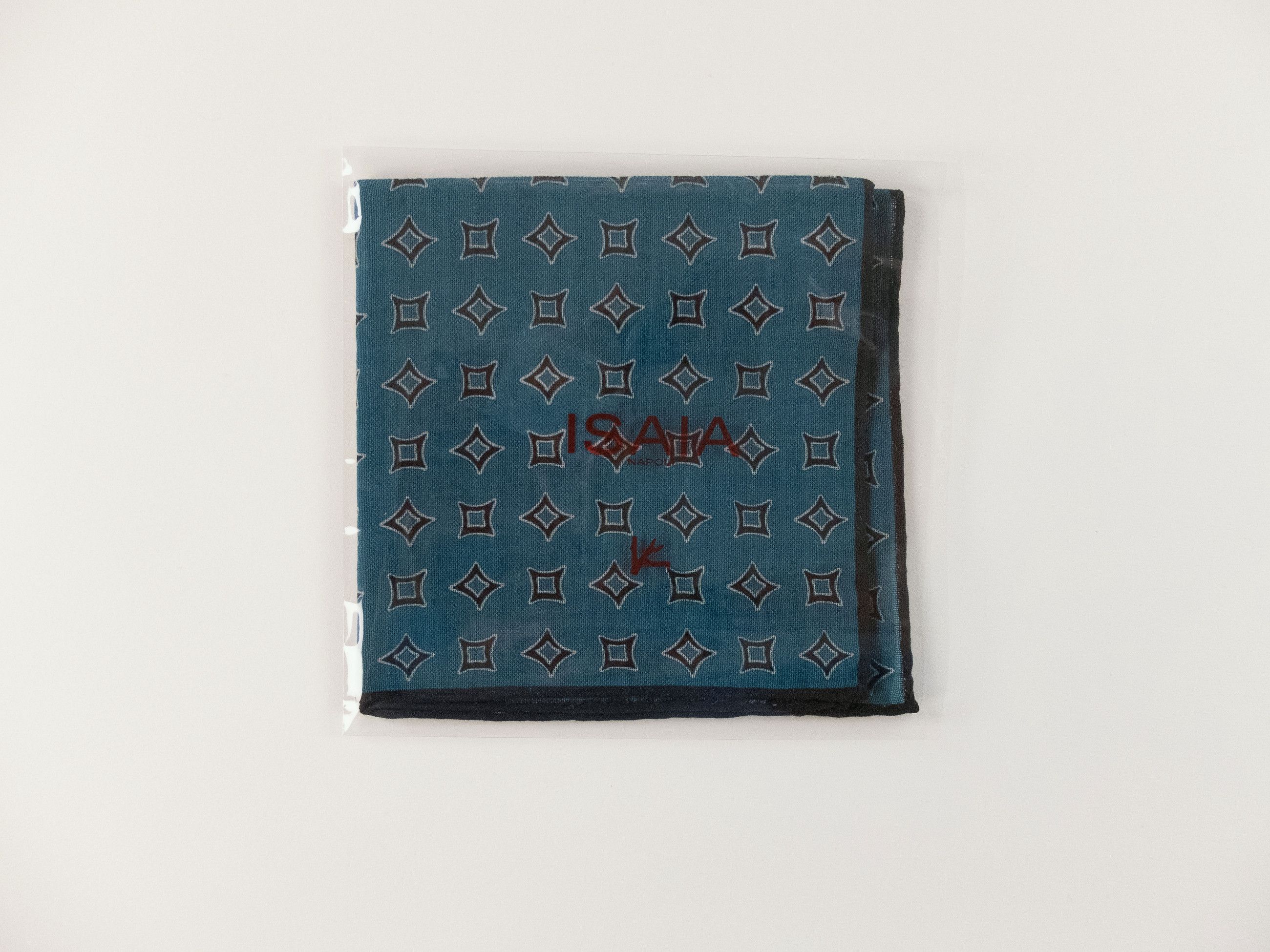 Isaia ISAIA Napoli blue geometric print wool pocket square Size ONE SIZE - 4 Thumbnail