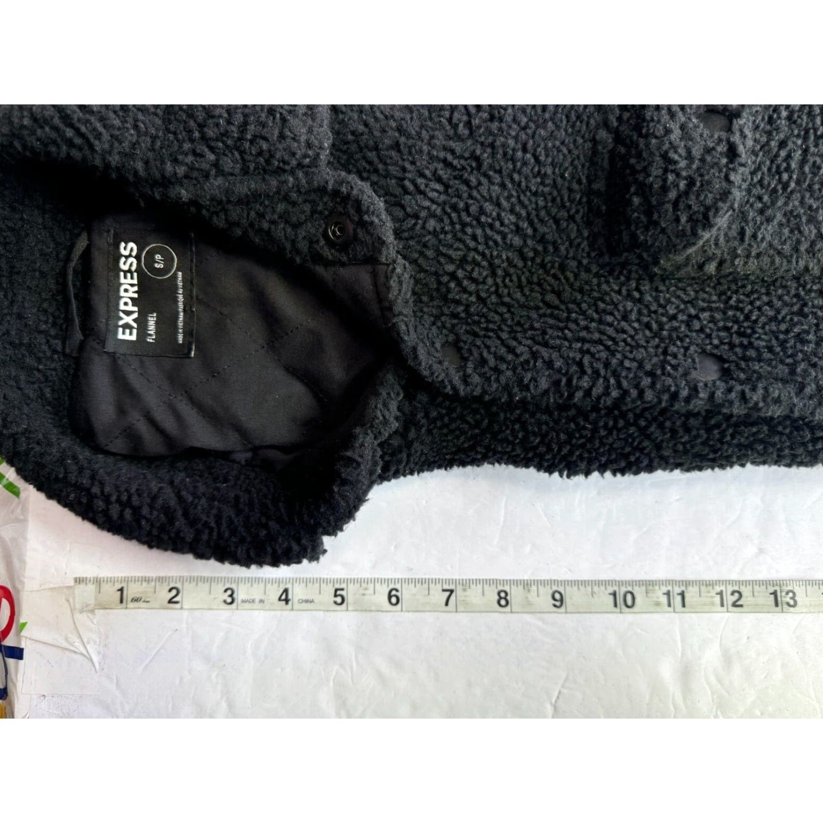 Express EXPRESS Black Flannel Jacket Mens S Snap Up Winter Faux Fur Lining Regular Everyday Vibrant Solid - Express Size US S / EU 44-46 / 1 - 7 Thumbnail