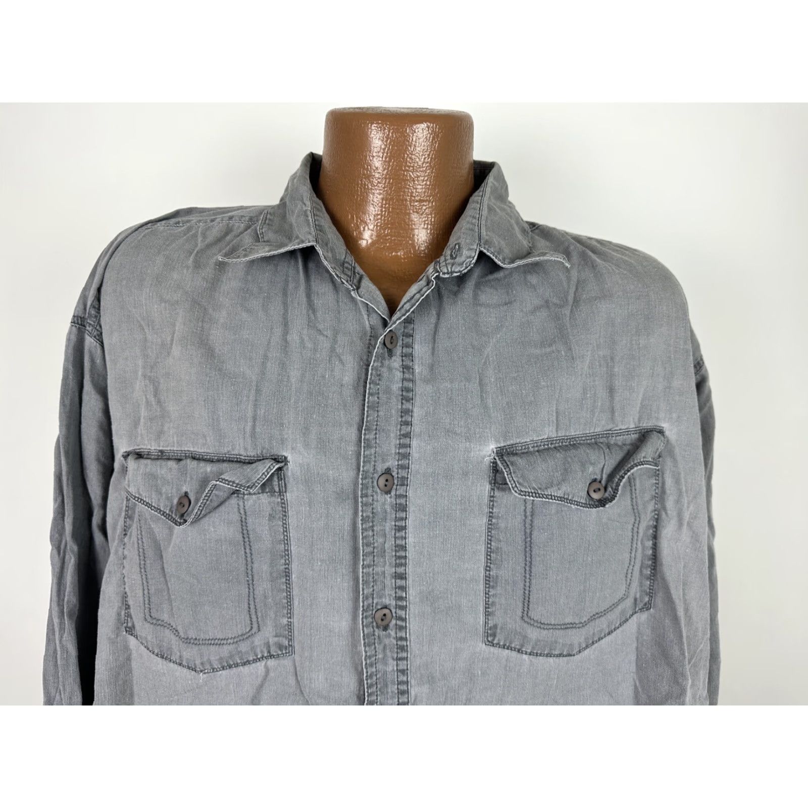 Vintage VINTAGE Todays News Shirt Men L Gray Garment Dyed Cotton Button-Up 80s 90s Casual, Grunge, Hipster Mens Size US L / EU 52-54 / 3 - 3 Thumbnail