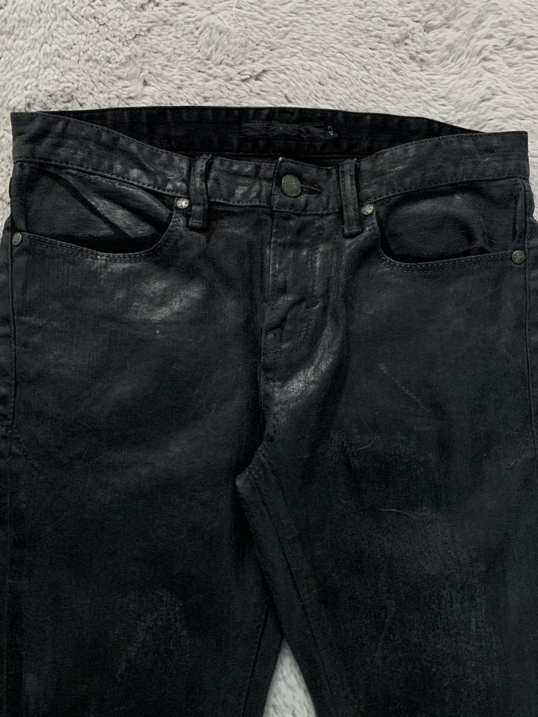 GOSTAR DE FUGA FUGA Waxed Vomit Splash Demon Fit Flared Jeans Size US 31 - 4 Thumbnail