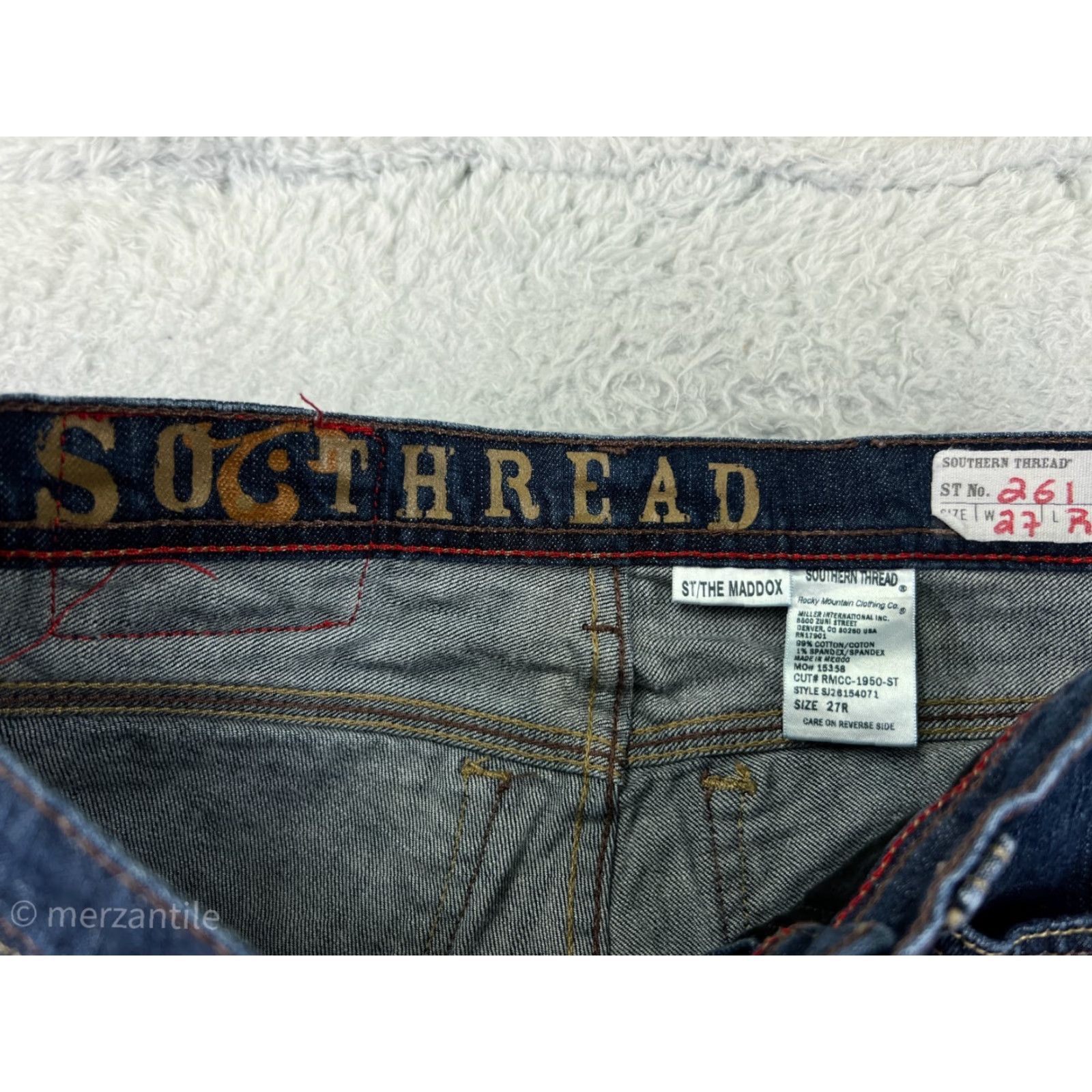 Vintage Southern Thread Jeans Women 27 Blue Denim Bootcut 5-Pocket Embroidered Rhinestone Dark Wash Stretch Jeans Womens Size 27" / US 4 / IT 40 - 4 Thumbnail