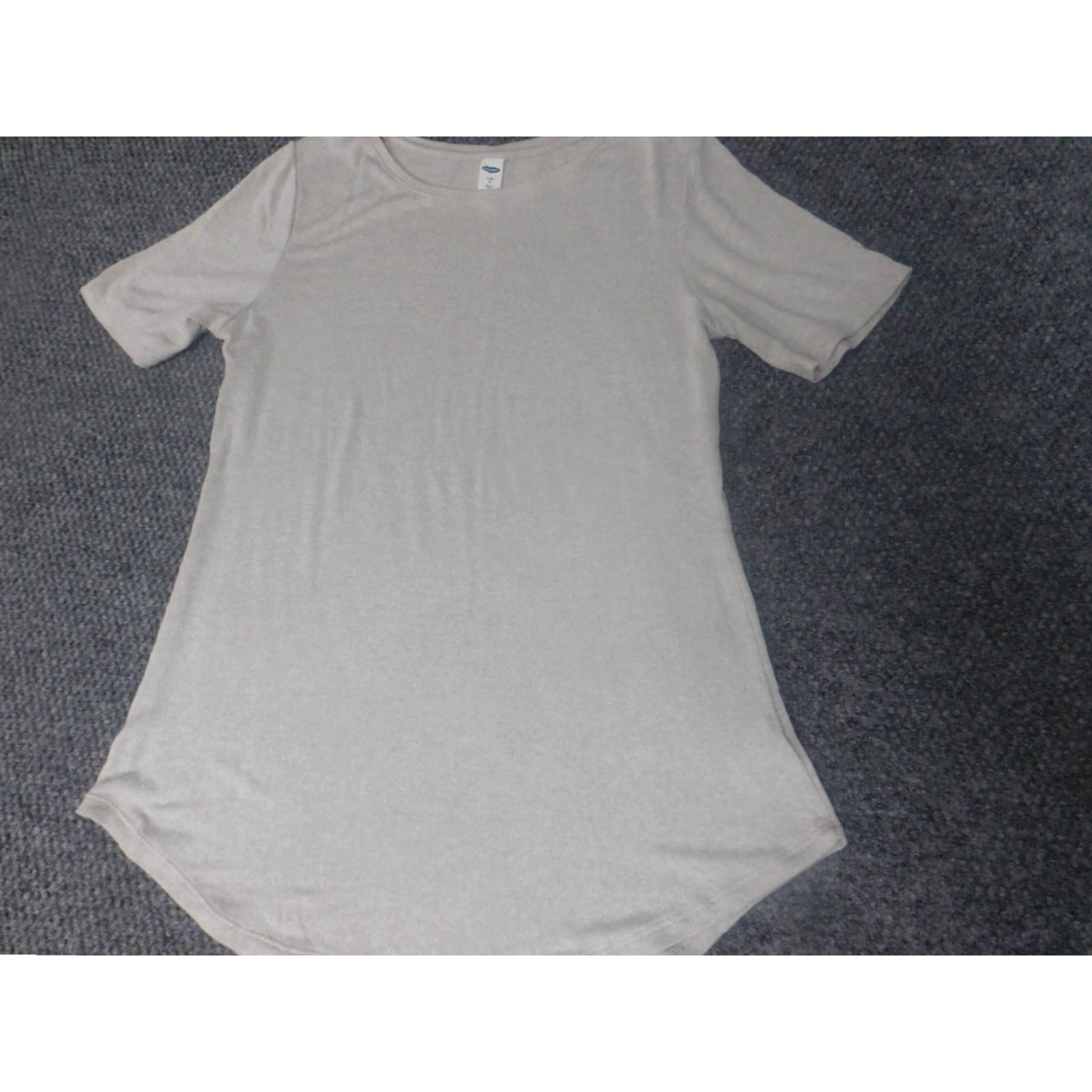 Old Navy Old Navy Womens Blouse Small Beige Crew Neck Short Sleeve Pullover Cotton Blend Solid Regular Fit Stretch Button Casual Size S / US 4 / IT 40 - 3 Thumbnail