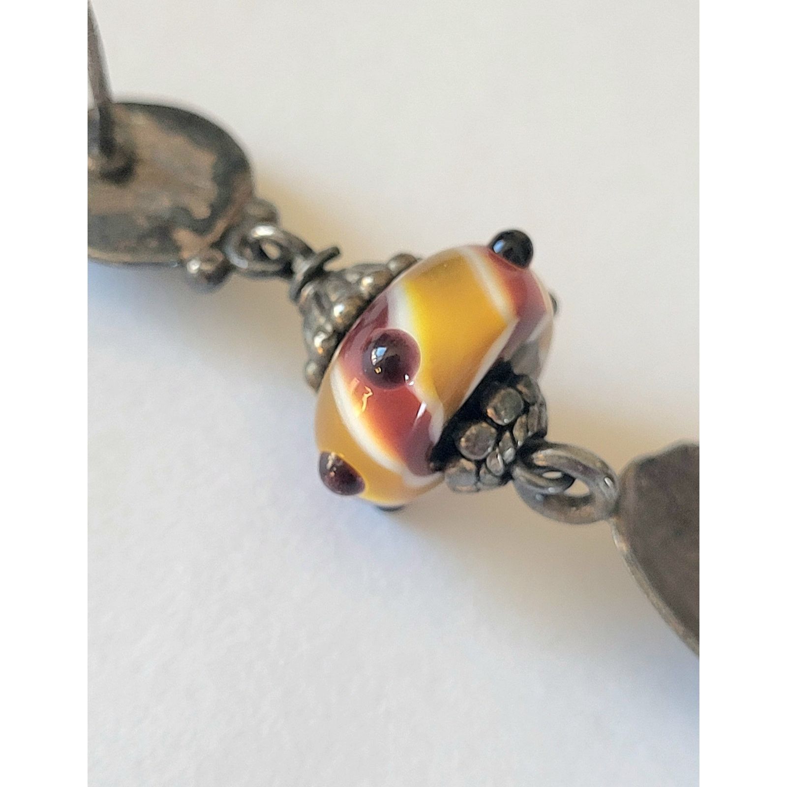 & Other Stories Lampwork Fused Glass Earrings Silver Pierced Yellow Red Size ONE SIZE - 4 Thumbnail