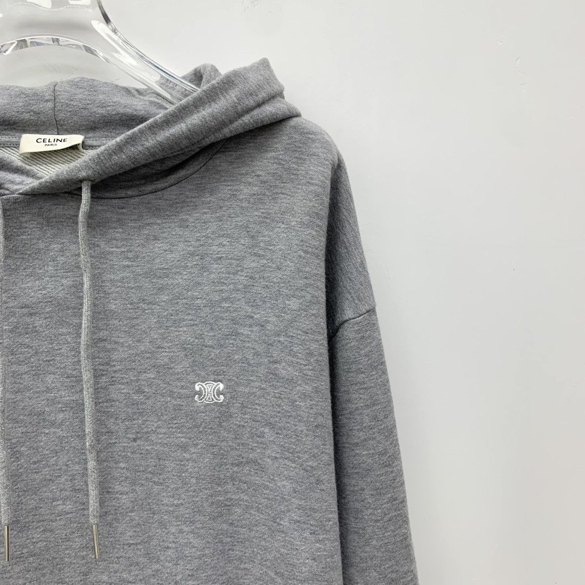 Celine Celine Grey Triomphe Embroidered Hooded Sweatshirt K26WX Size M / US 6-8 / IT 42-44 - 3 Thumbnail