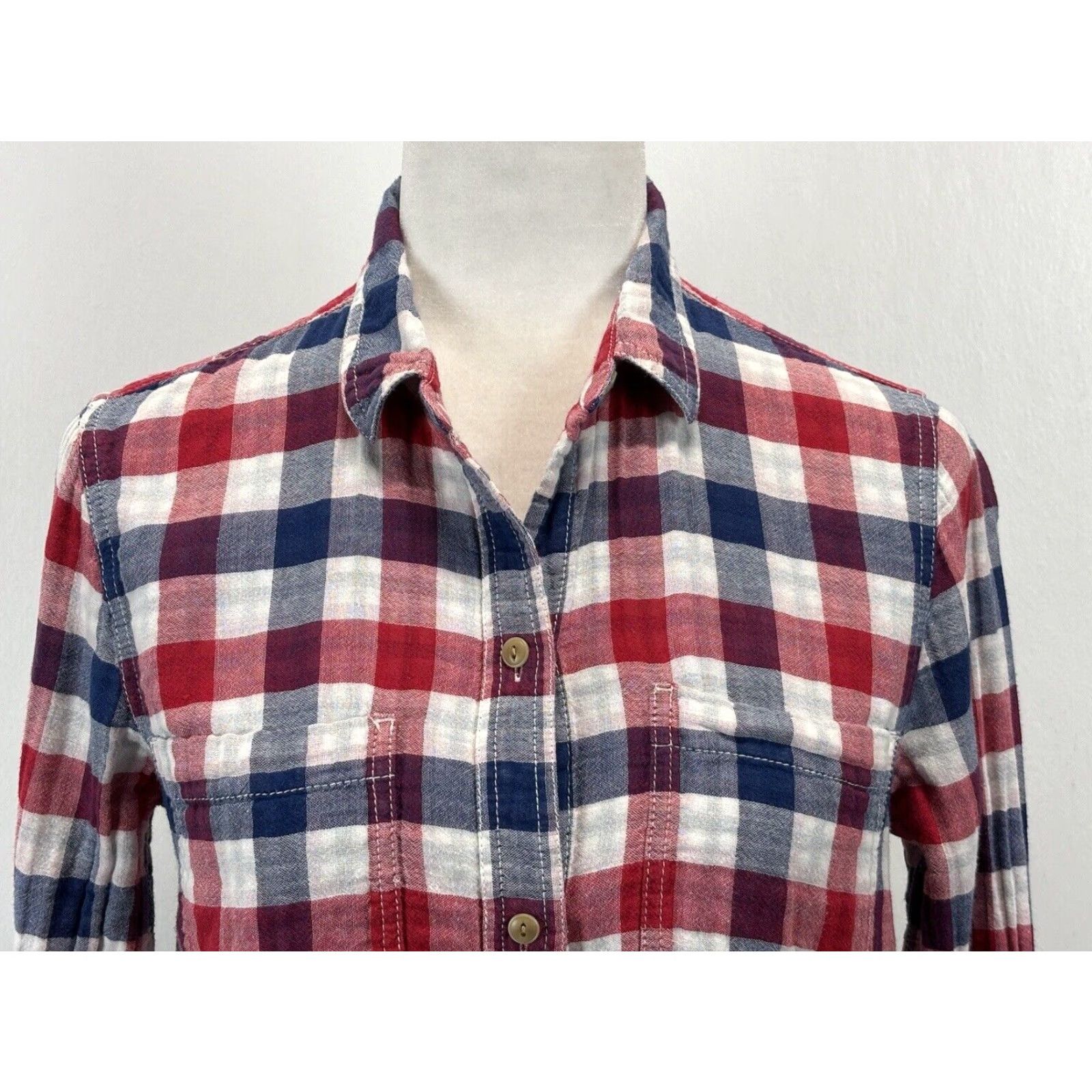 Madewell Madewell Button Up Shirt Women's Small Multicolor Check Long Sleeve Cotton Size S / US 4 / IT 40 - 5 Thumbnail