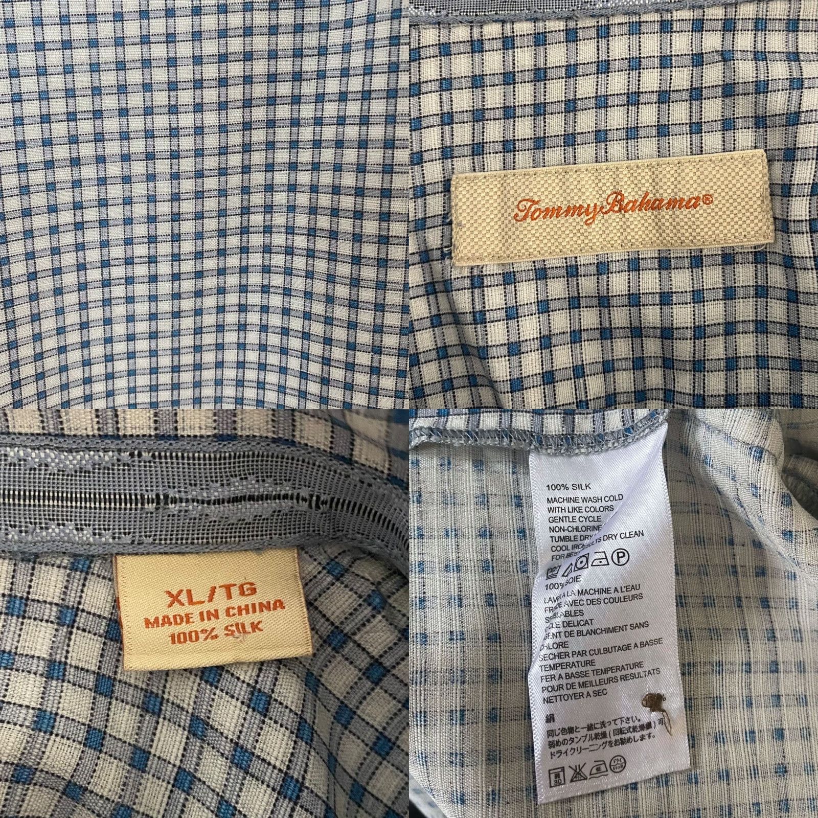 Tommy Bahama TOMMY BAHAMA Checkered Silk Button-Up Shirt Blue XL Short Sleeve Mens Size US XL / EU 56 / 4 - 8 Thumbnail