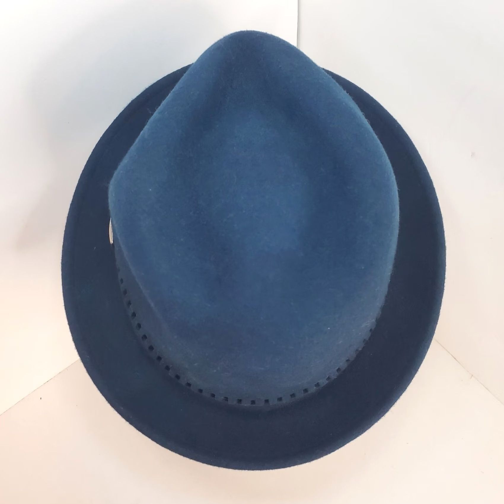 Vintage VINTAGE Bailys Of Hollywood Fedora Blue Felt 100% Wool L Mens Hipster Classic City Travel Size ONE SIZE - 7 Thumbnail